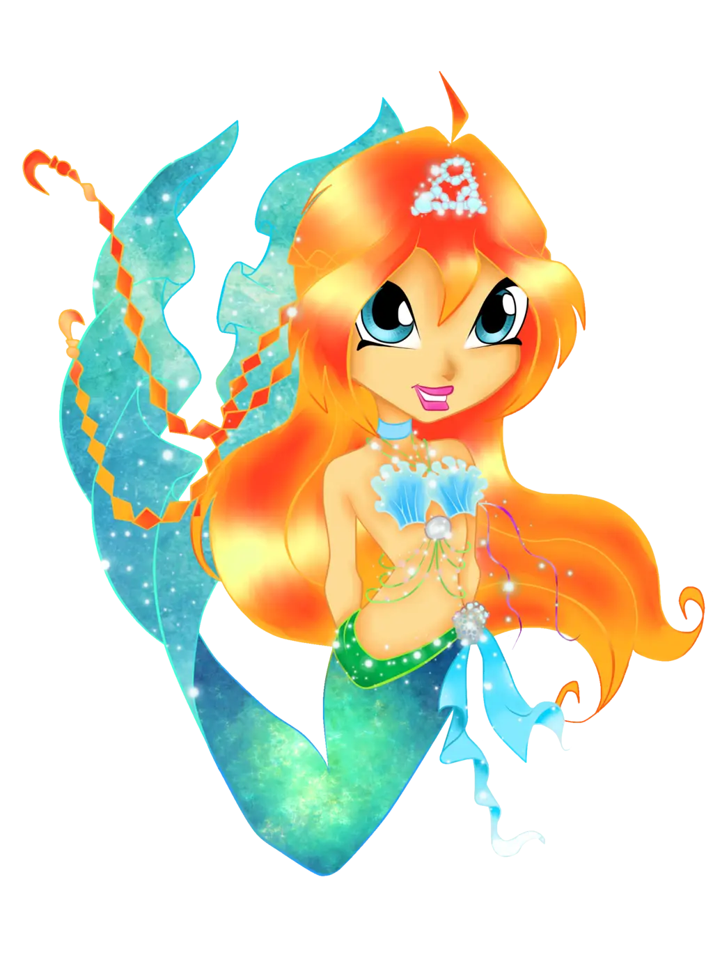 Colorful Mermaid Cartoon Illustration
