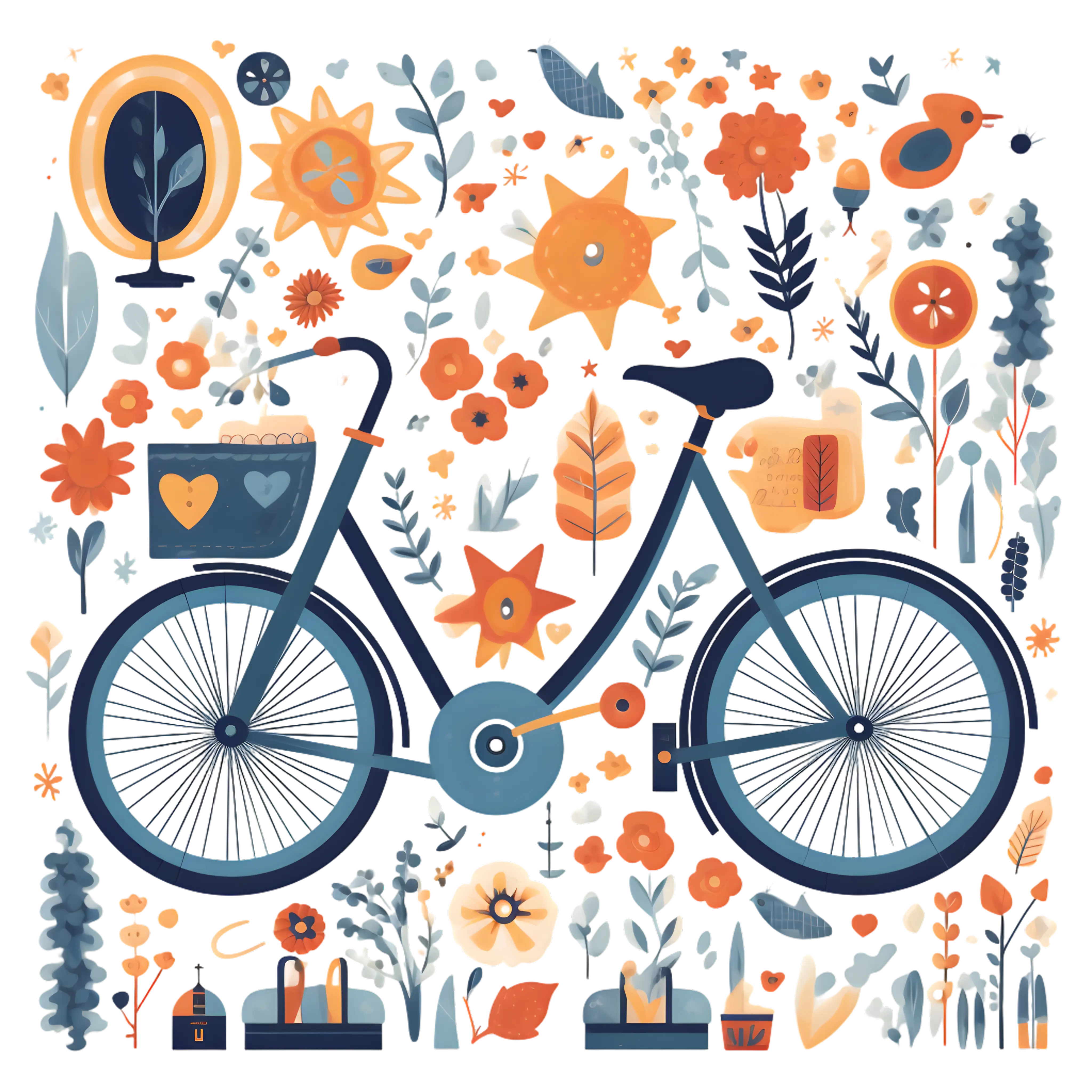 Bicycle with Floral Background