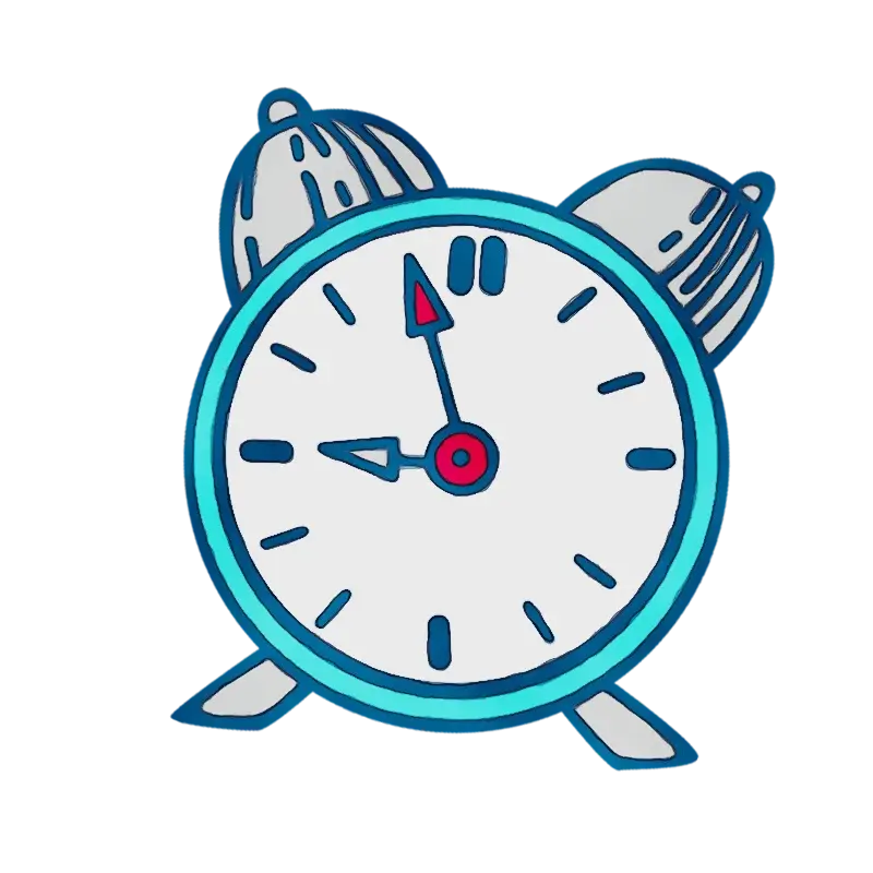 Blue Alarm Clock Illustration with Bells
