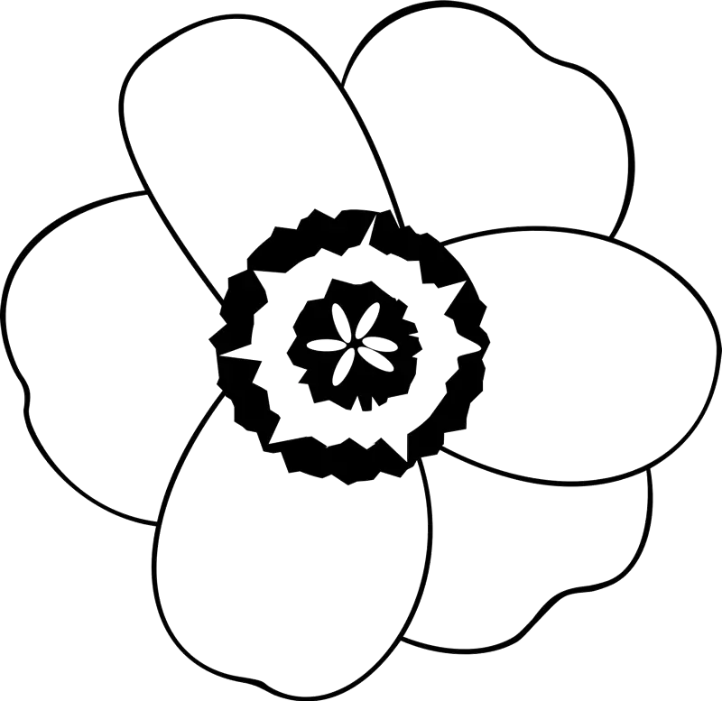 Black and White Flower Outline Icon