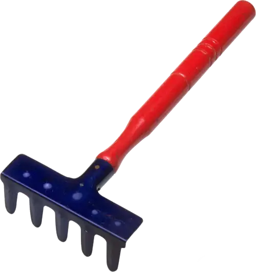 Red and Blue Garden Rake for Landscaping