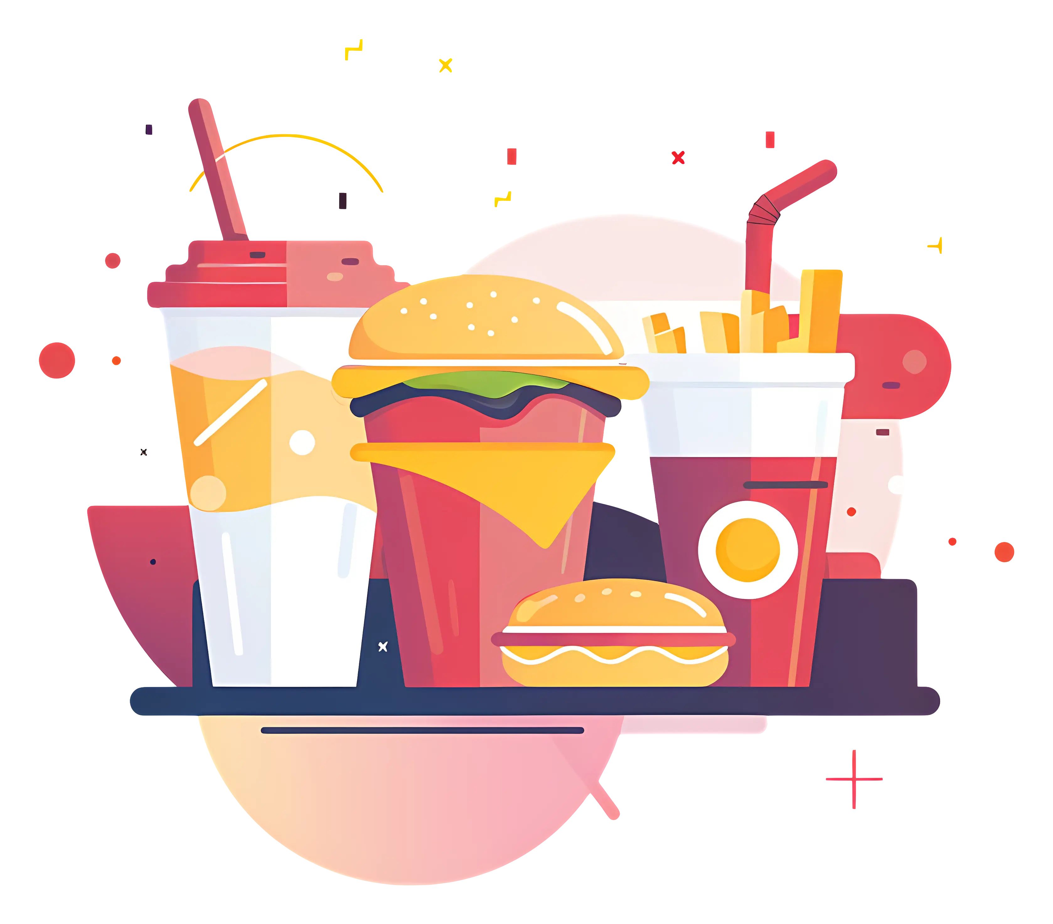 Fast Food Combo with Burger and Fries