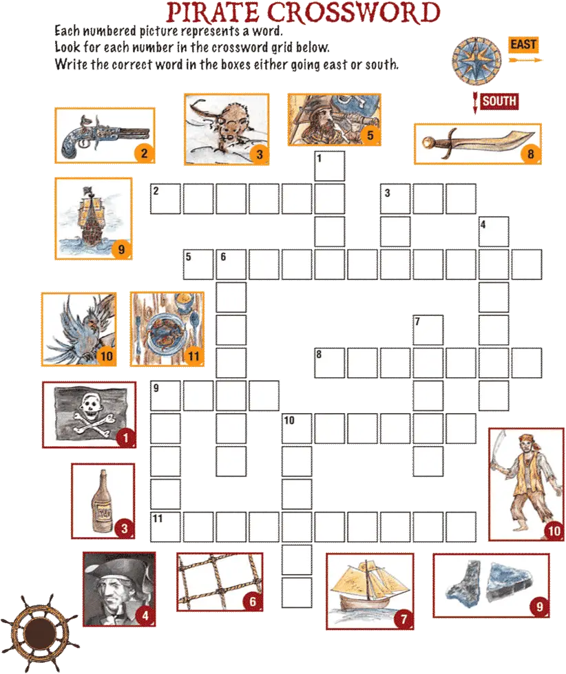 Pirate Themed Crossword Puzzle