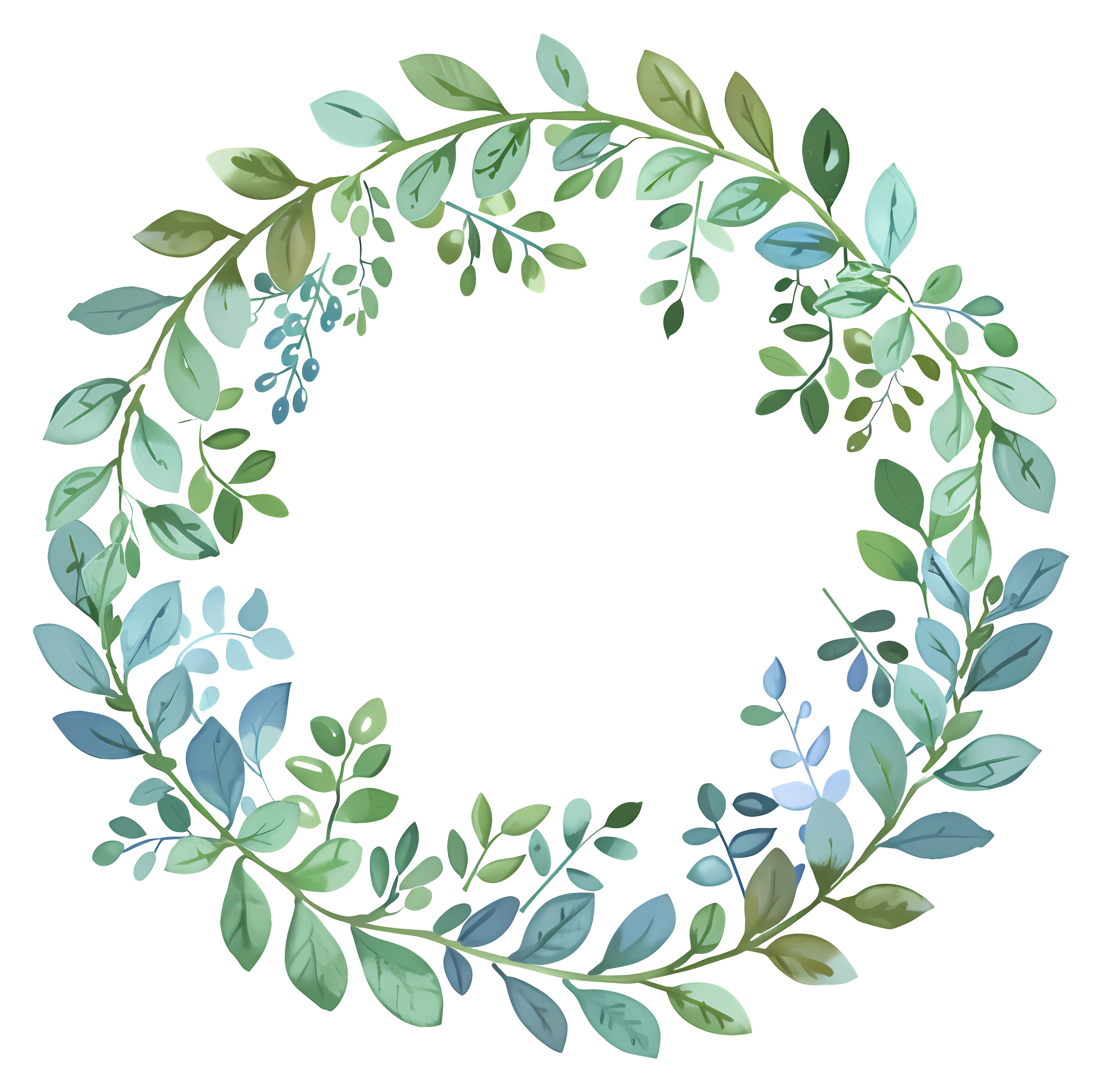 Elegant Green Leafy Wreath Illustration