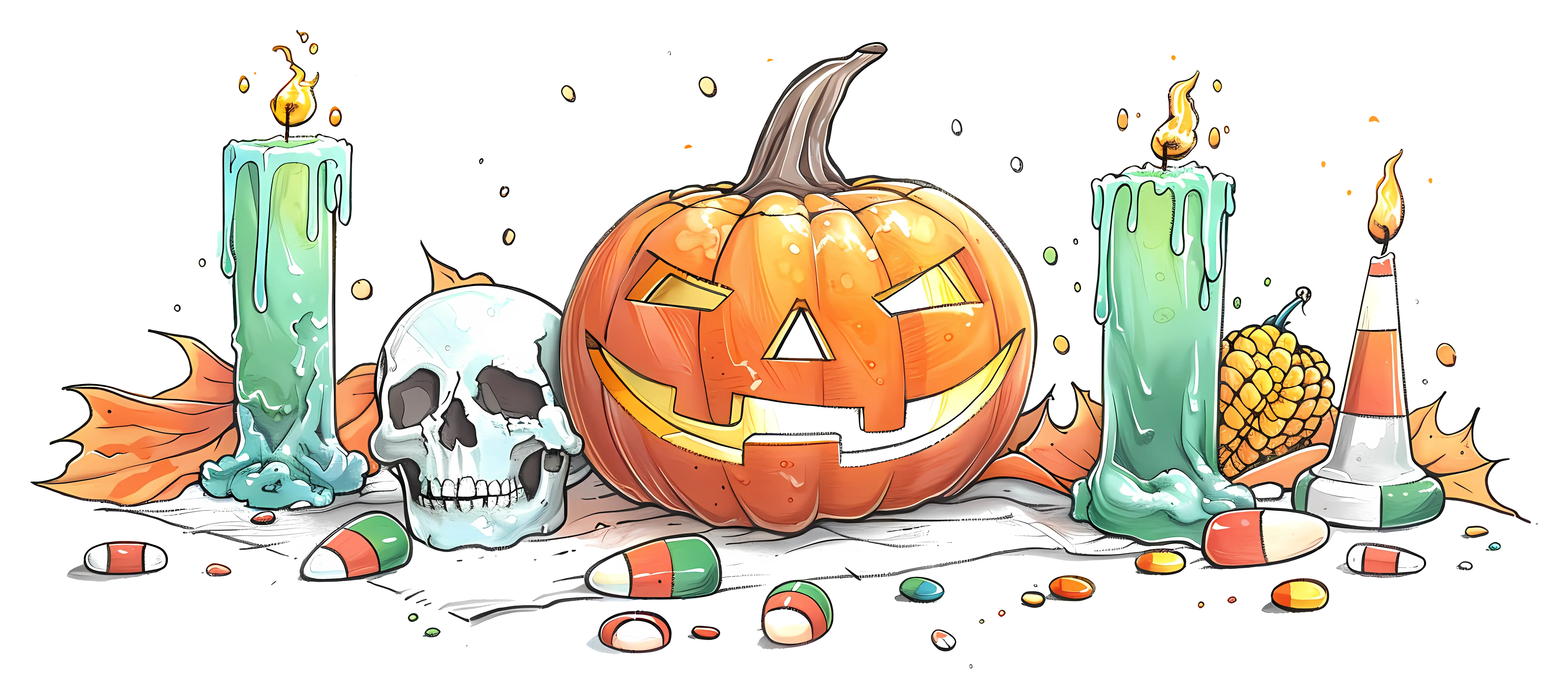 Jack-o&#039;-Lantern and Candlelit Halloween Scene