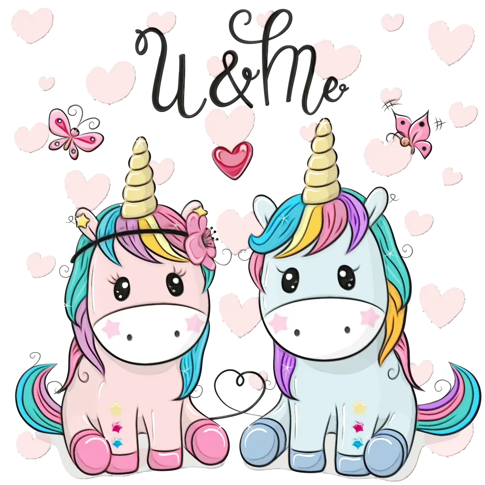 Adorable Unicorn Couple with Love Theme