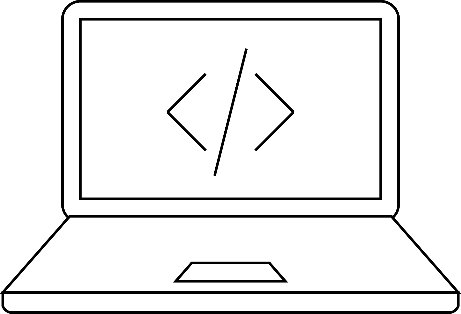 Laptop with Programming Symbol Illustration