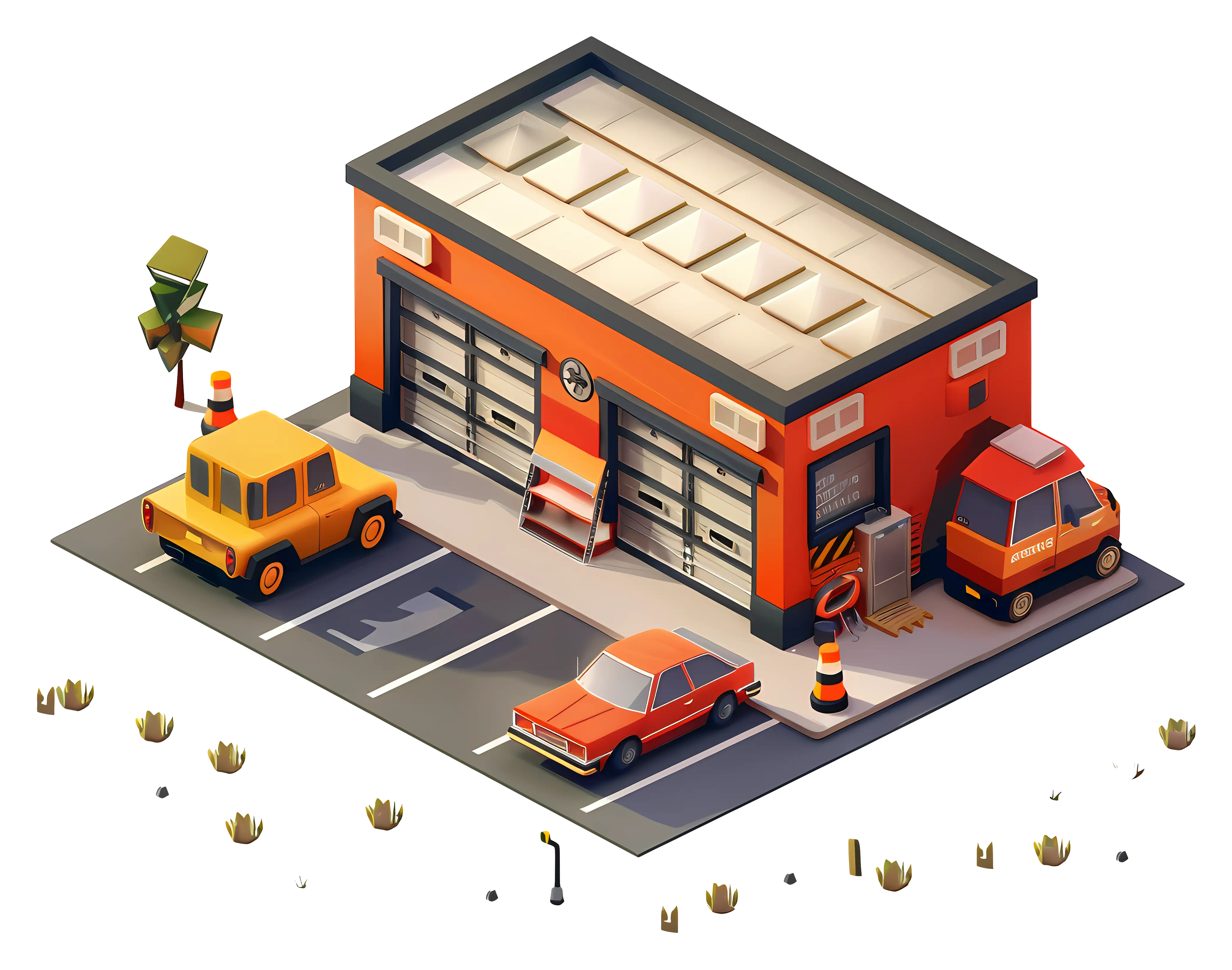 Garage with Parked Cars