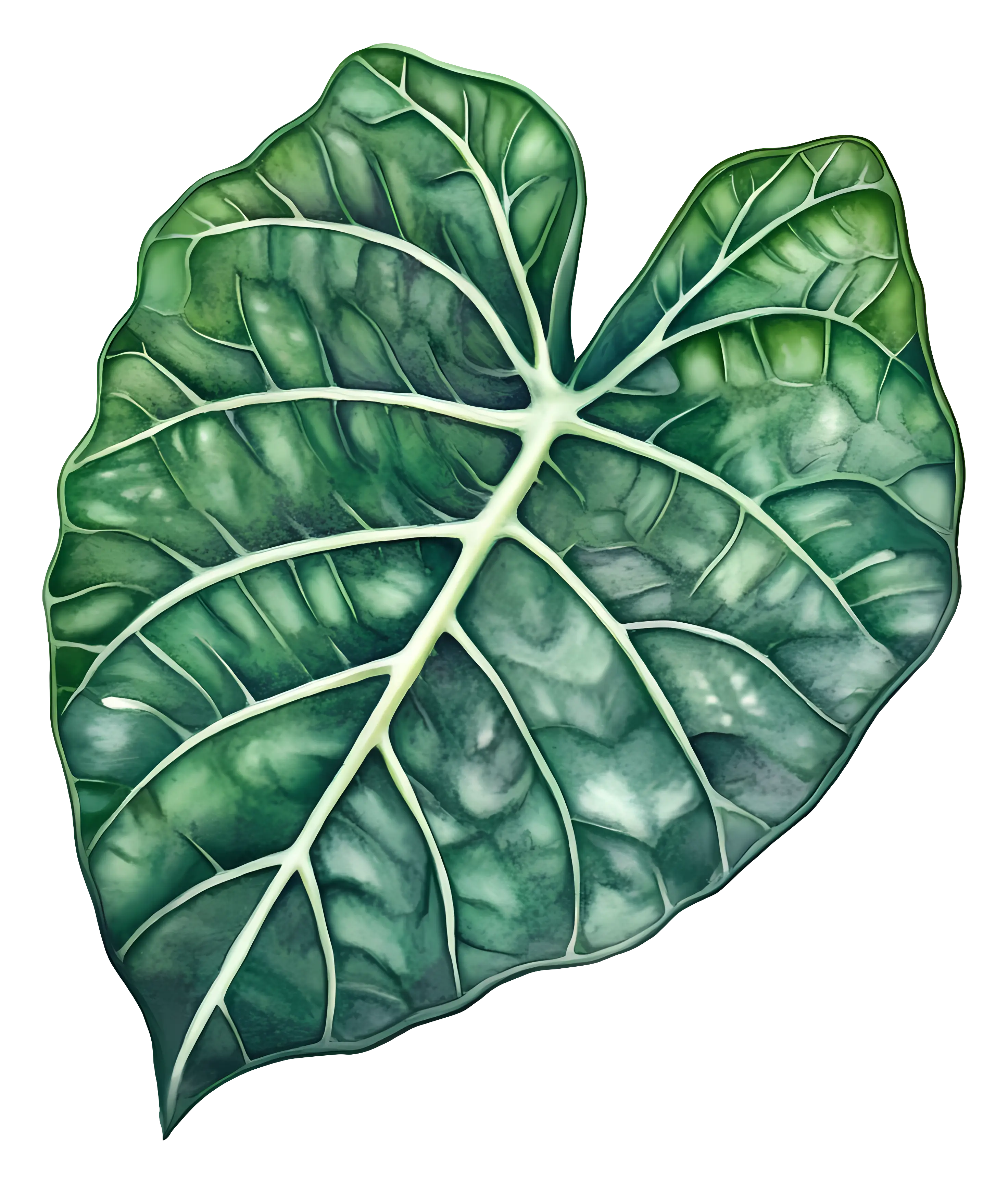 Lush Green Leaf Illustration with Detailed Texture
