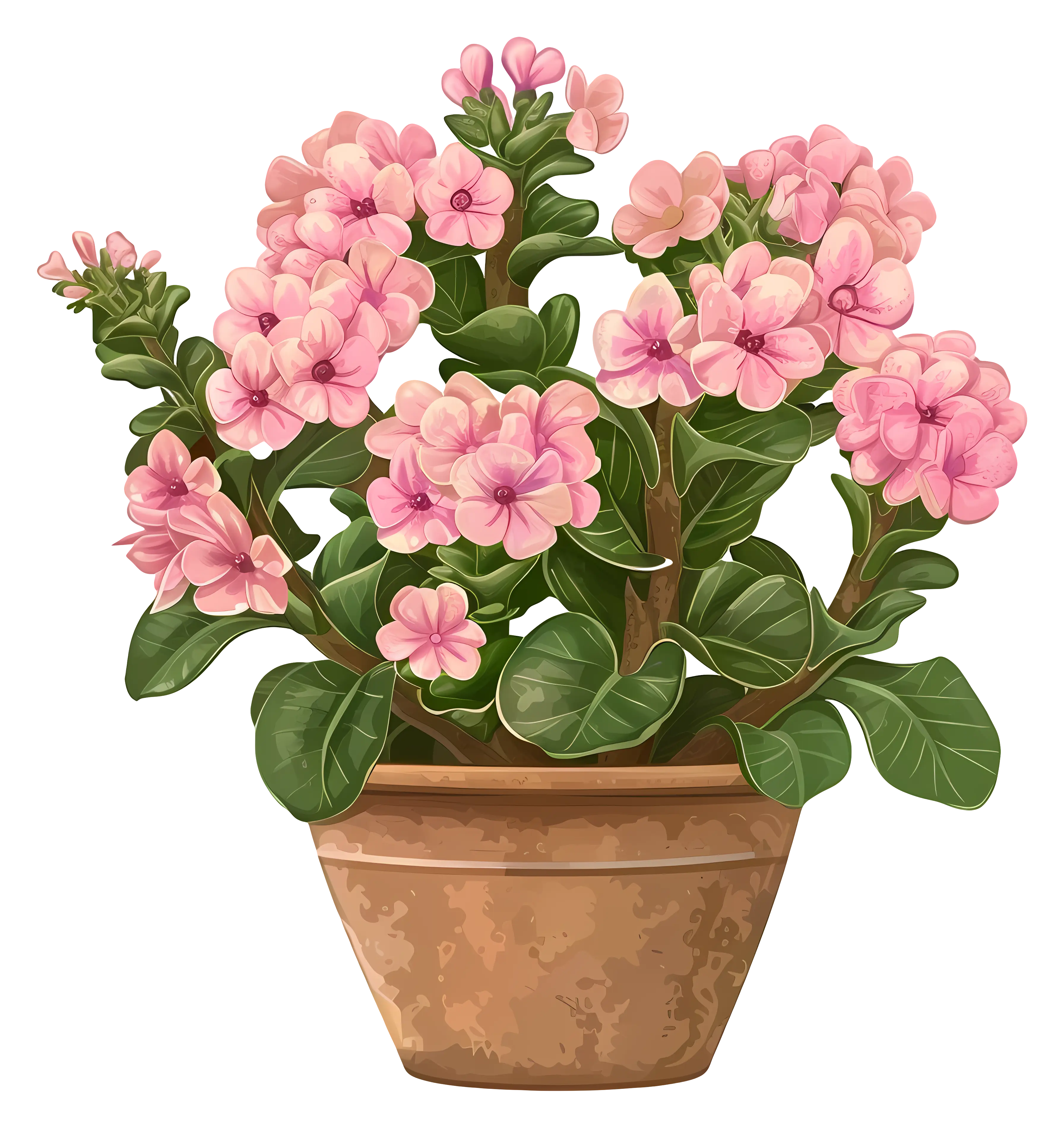 Pink Potted Flowers Illustration