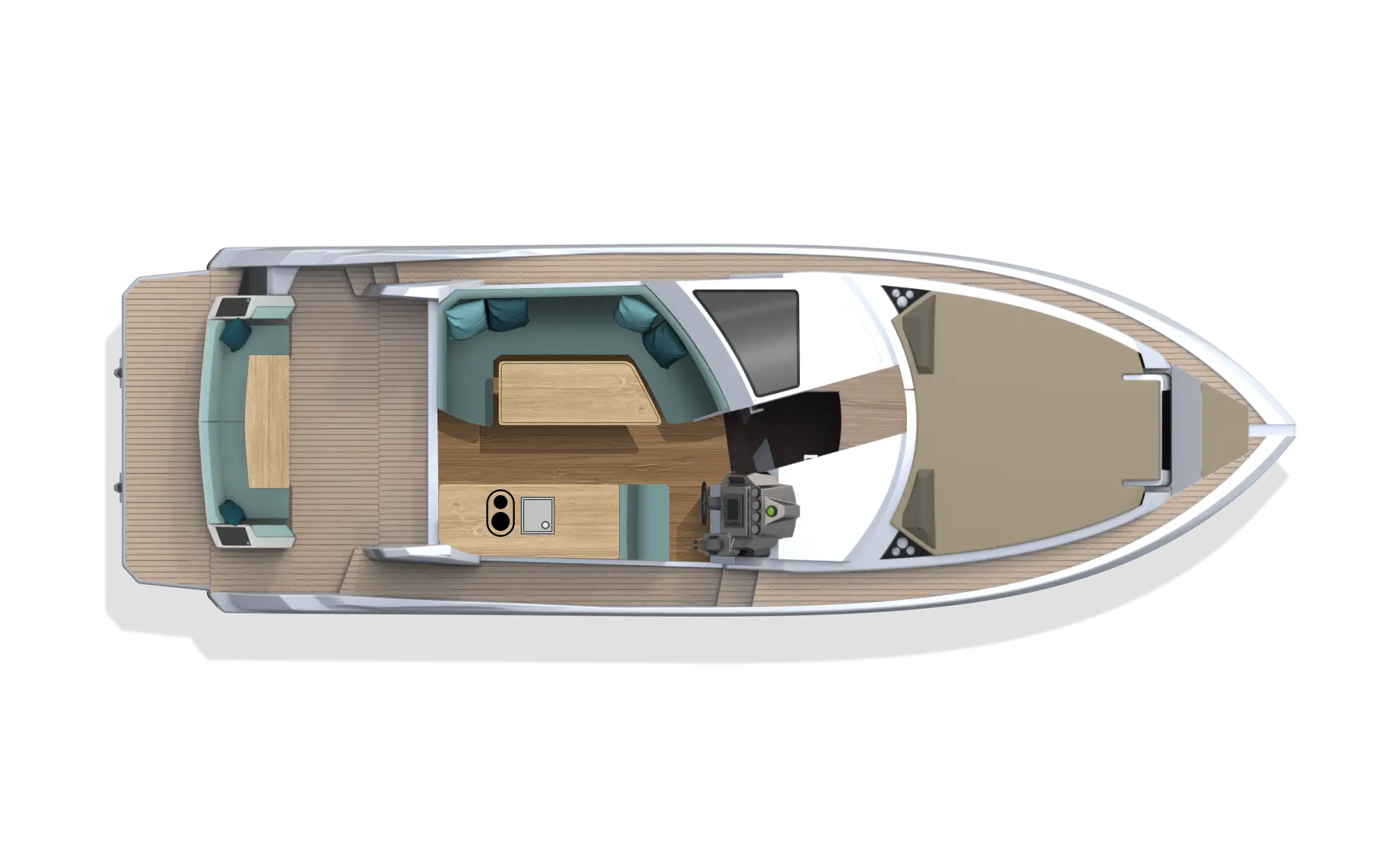 Illustration of Boat Interior Top View