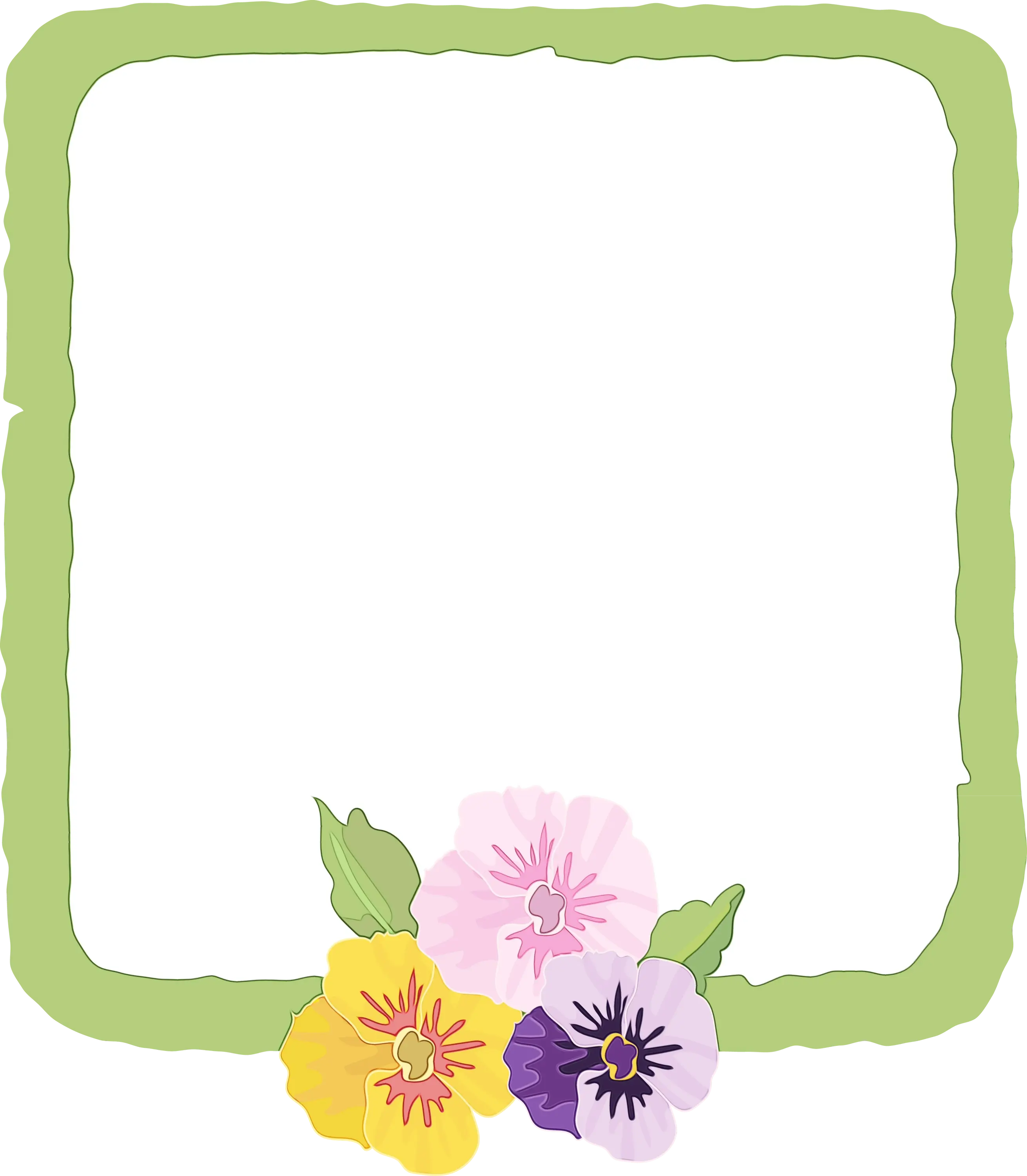 Elegant Floral Frame with Green and Pastel Colors