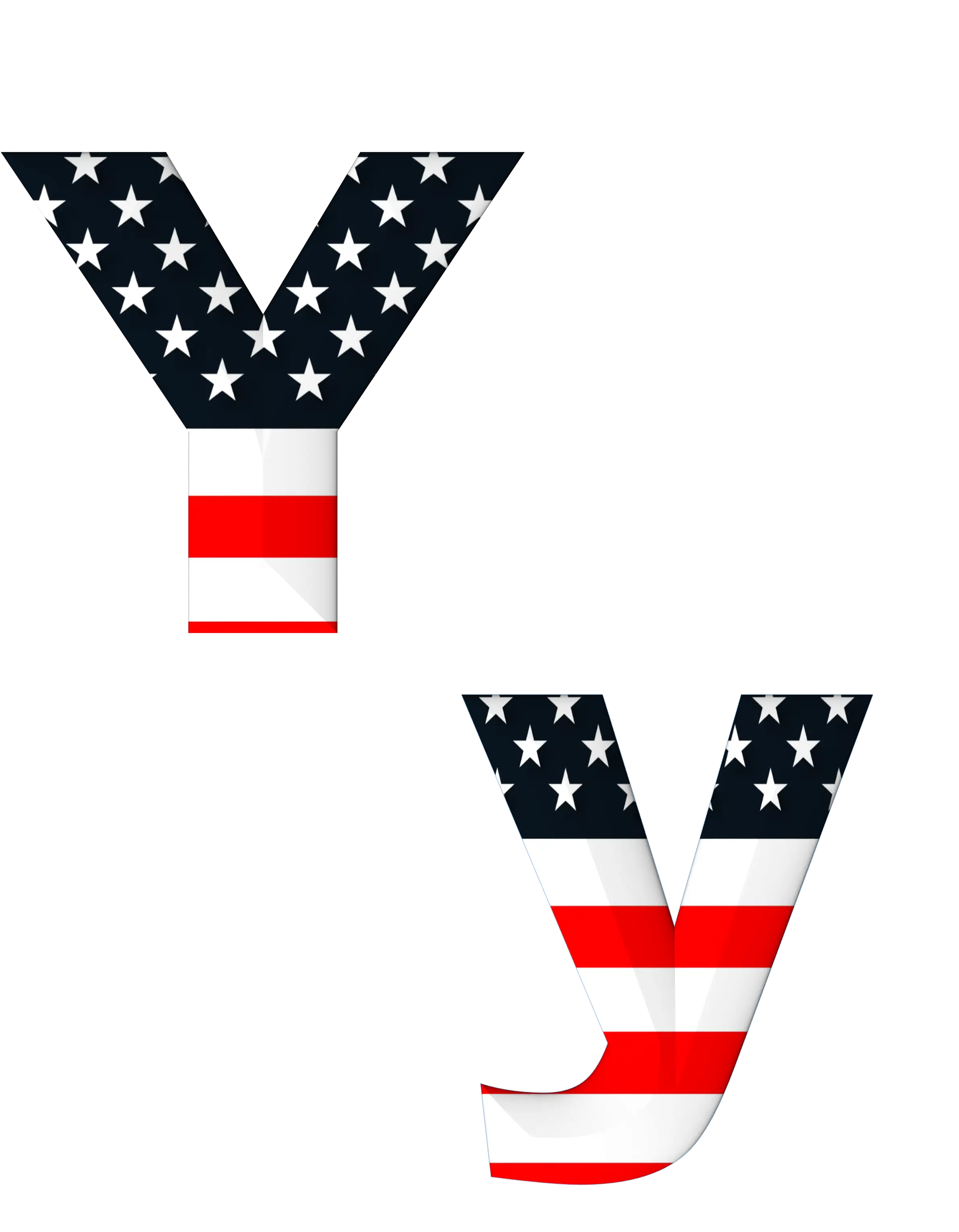 Letter Y Decorated With American Flag Pattern