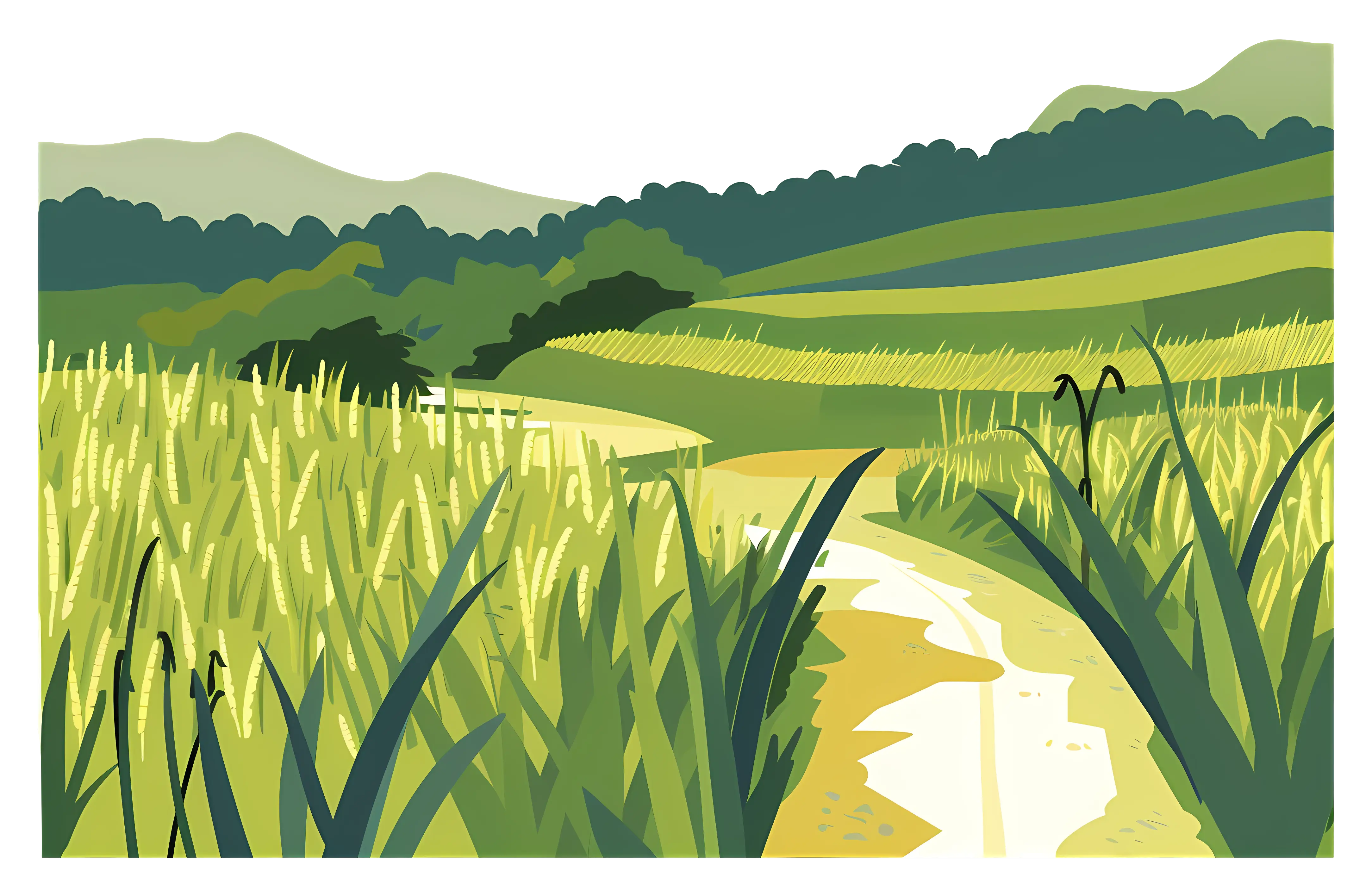 Lush Green Field with Countryside Pathway