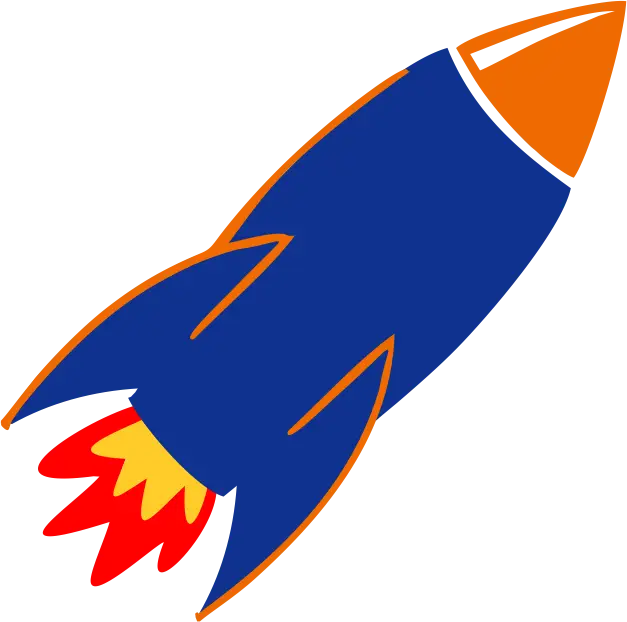Cartoon Rocket Illustration with Fire Trail