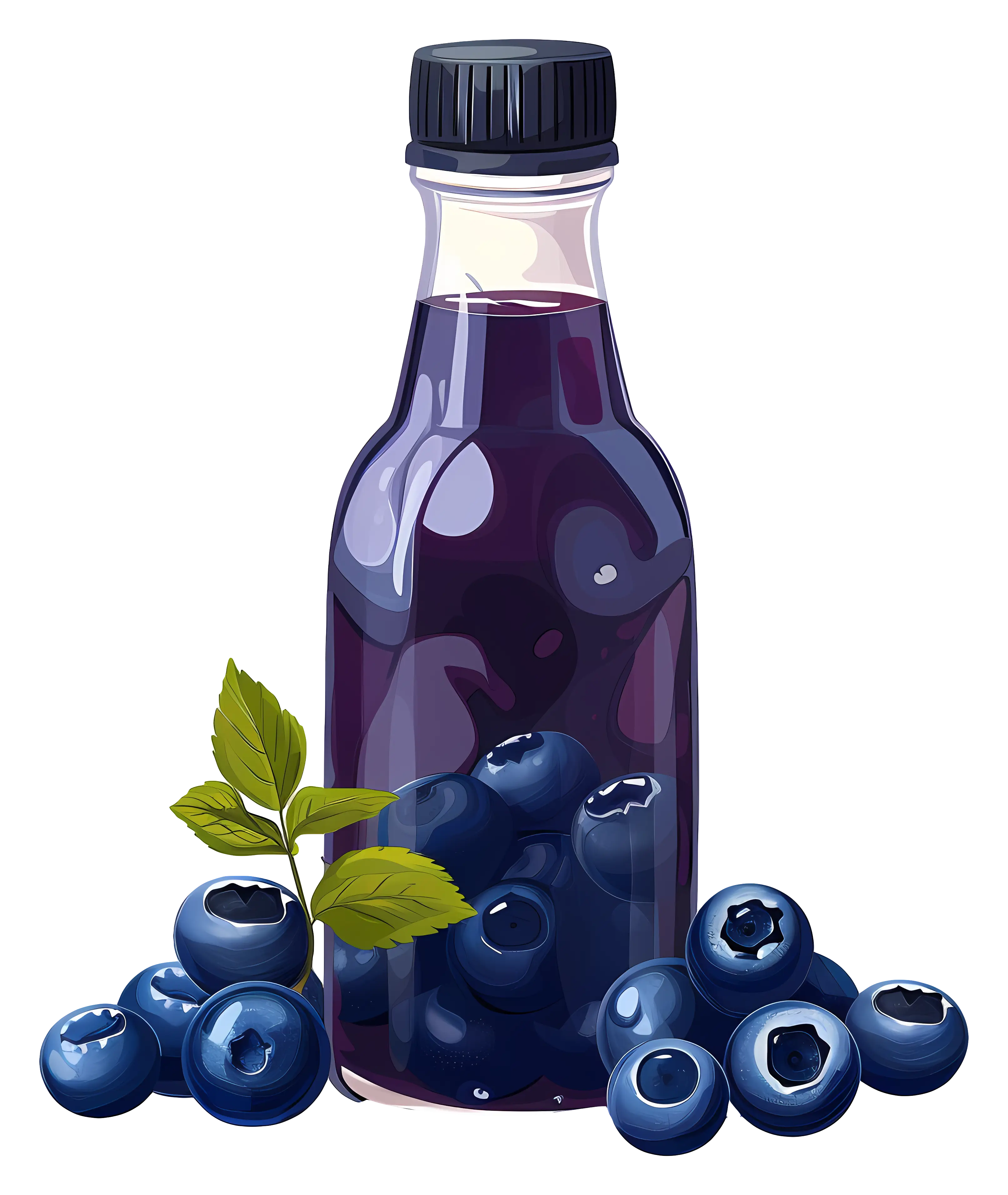 Blueberry Juice Bottle with Fresh Blueberries
