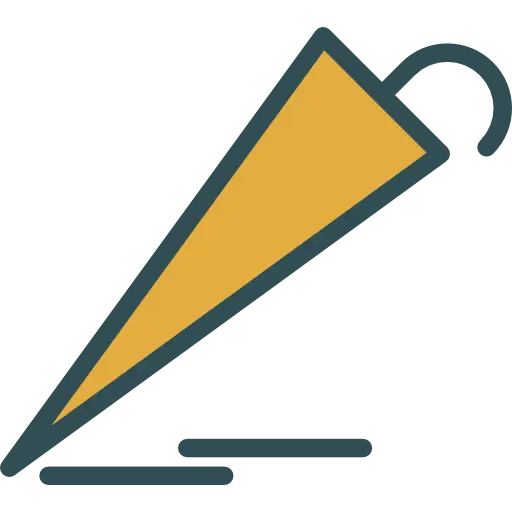 Yellow Closed Umbrella Icon Illustration