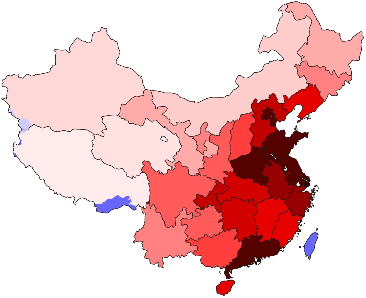 Map of China with Regions