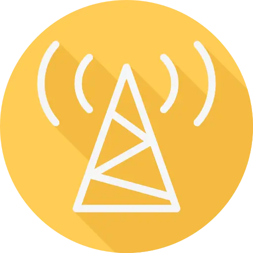 Signal Tower Icon with Yellow Background