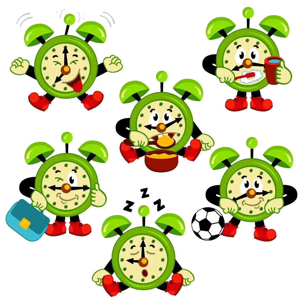 Cute Cartoon Clocks with Various Expressions