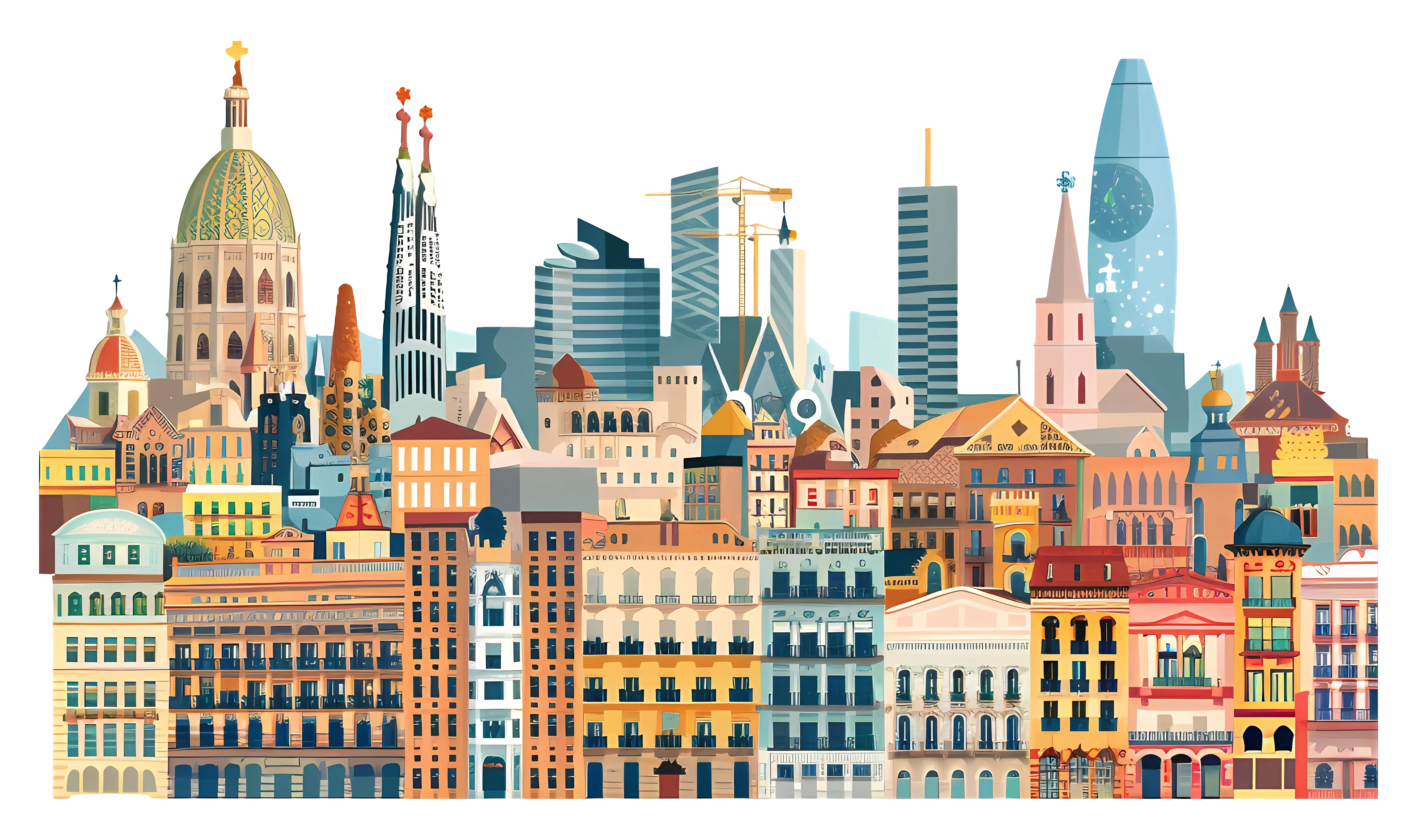 Colorful Skyline of Buildings