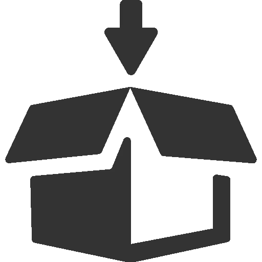 Open Box with Down Arrow Icon