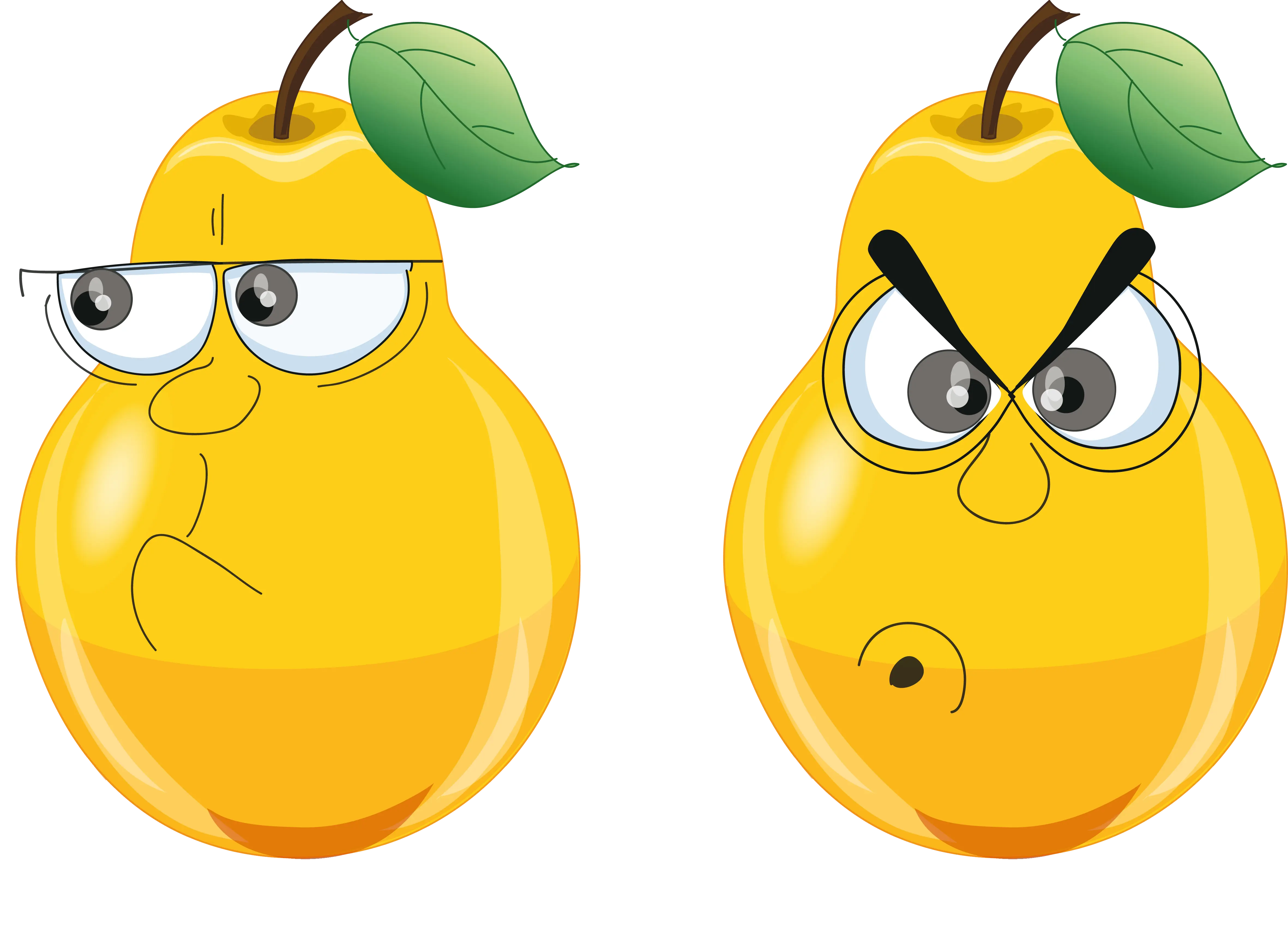 Cartoon Expressions on Yellow Pears