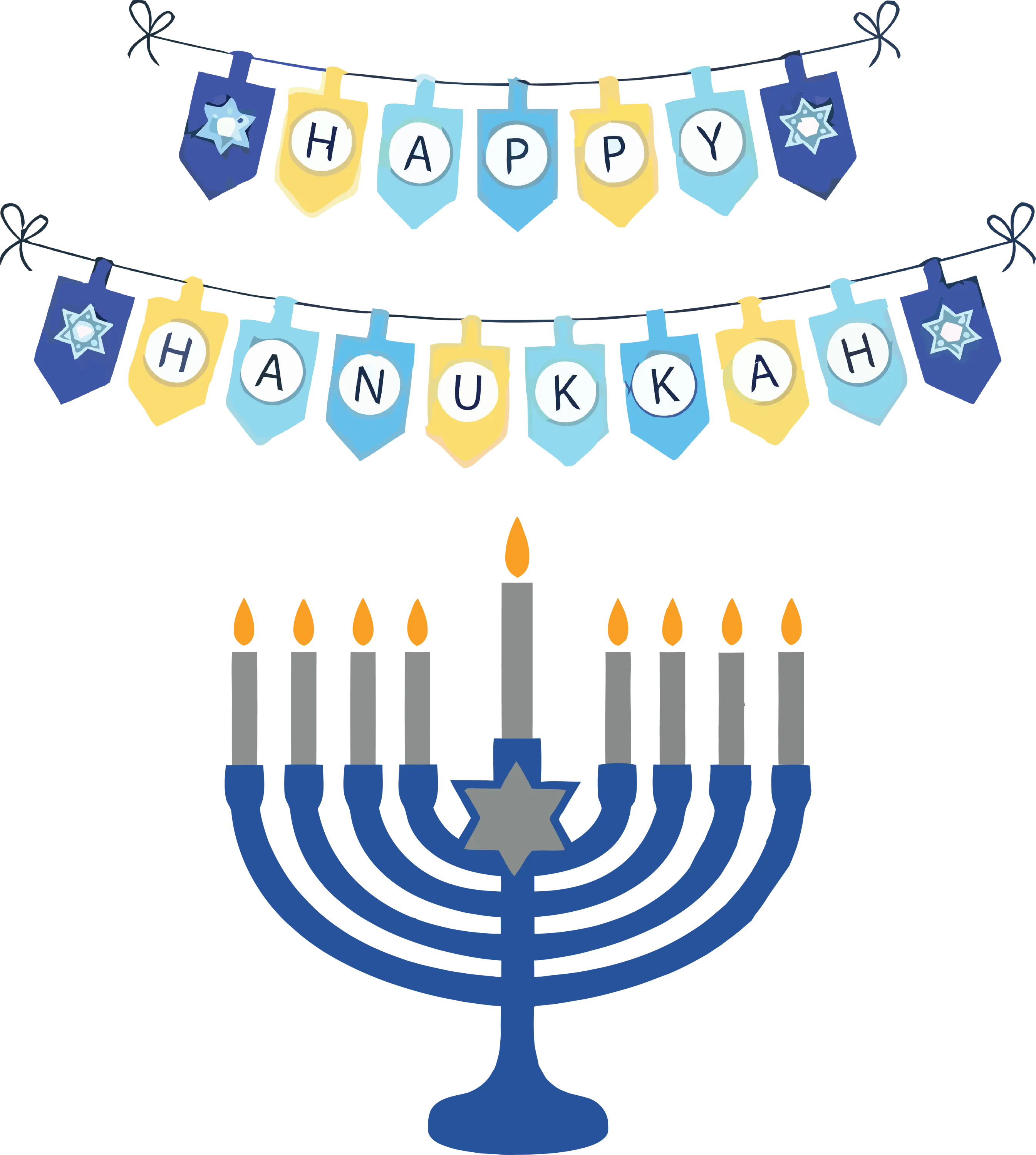 Hanukkah Menorah with Garland