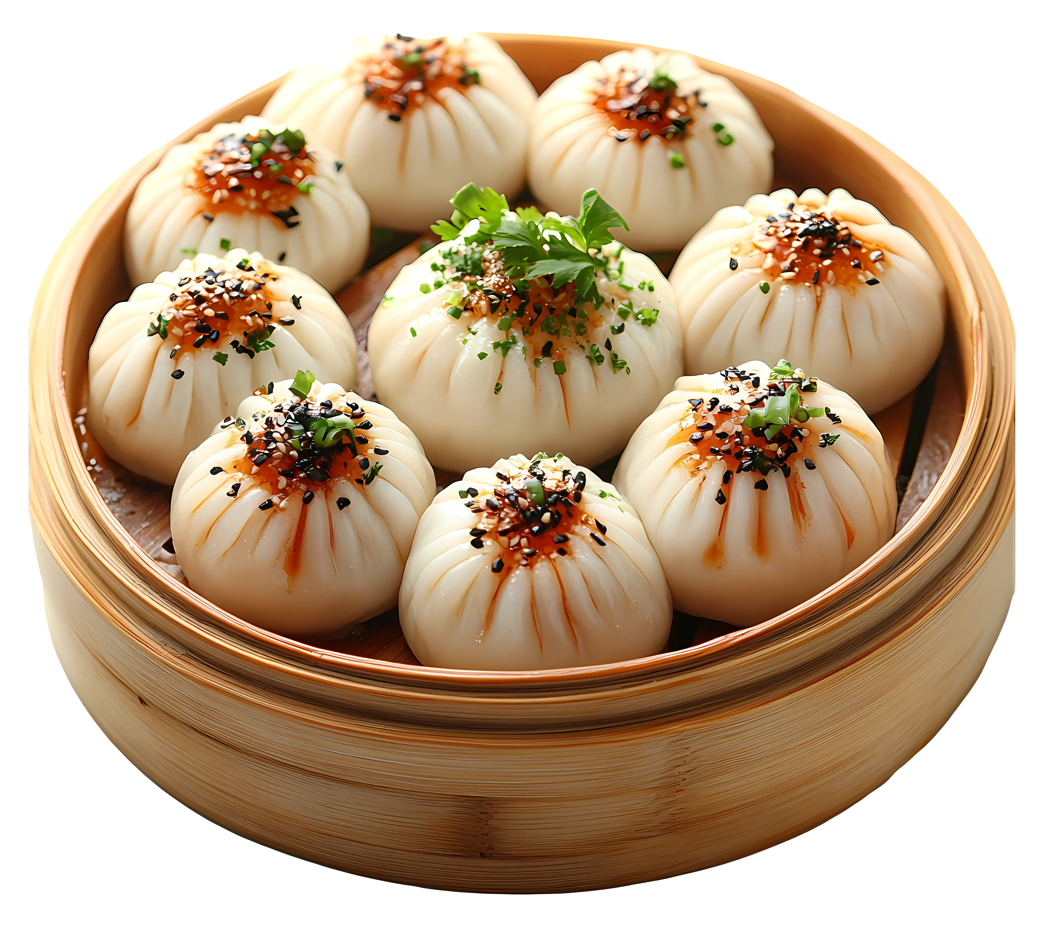 Steamed Dumplings in Bamboo Basket