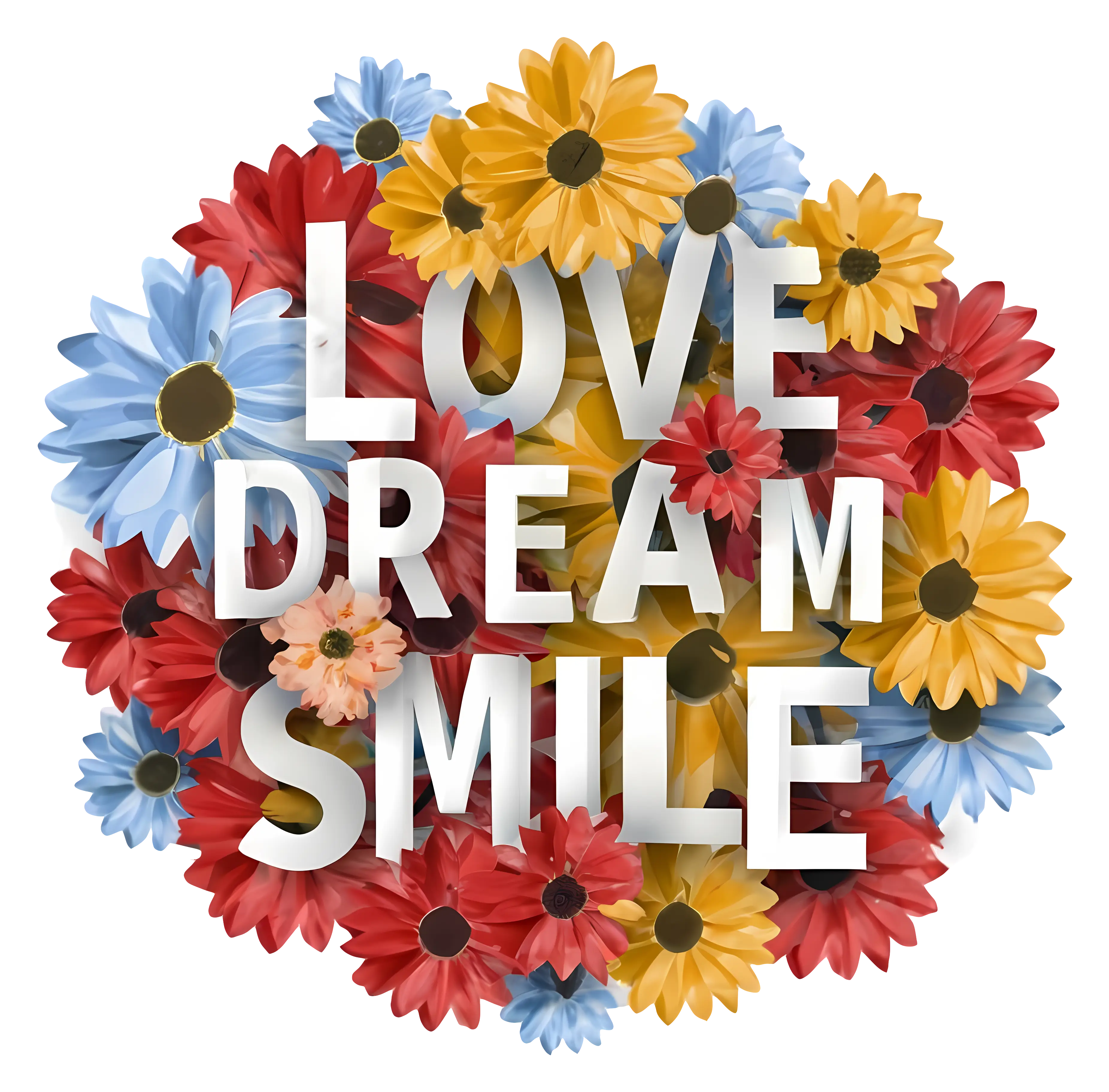 Love Dream Smile with Flowers