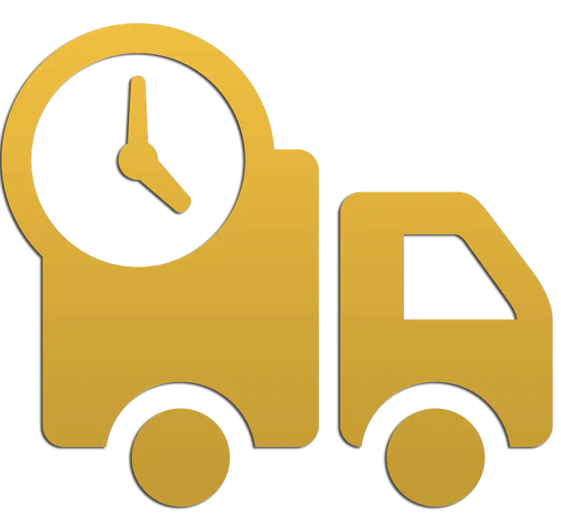 Golden Delivery Truck with Clock Icon
