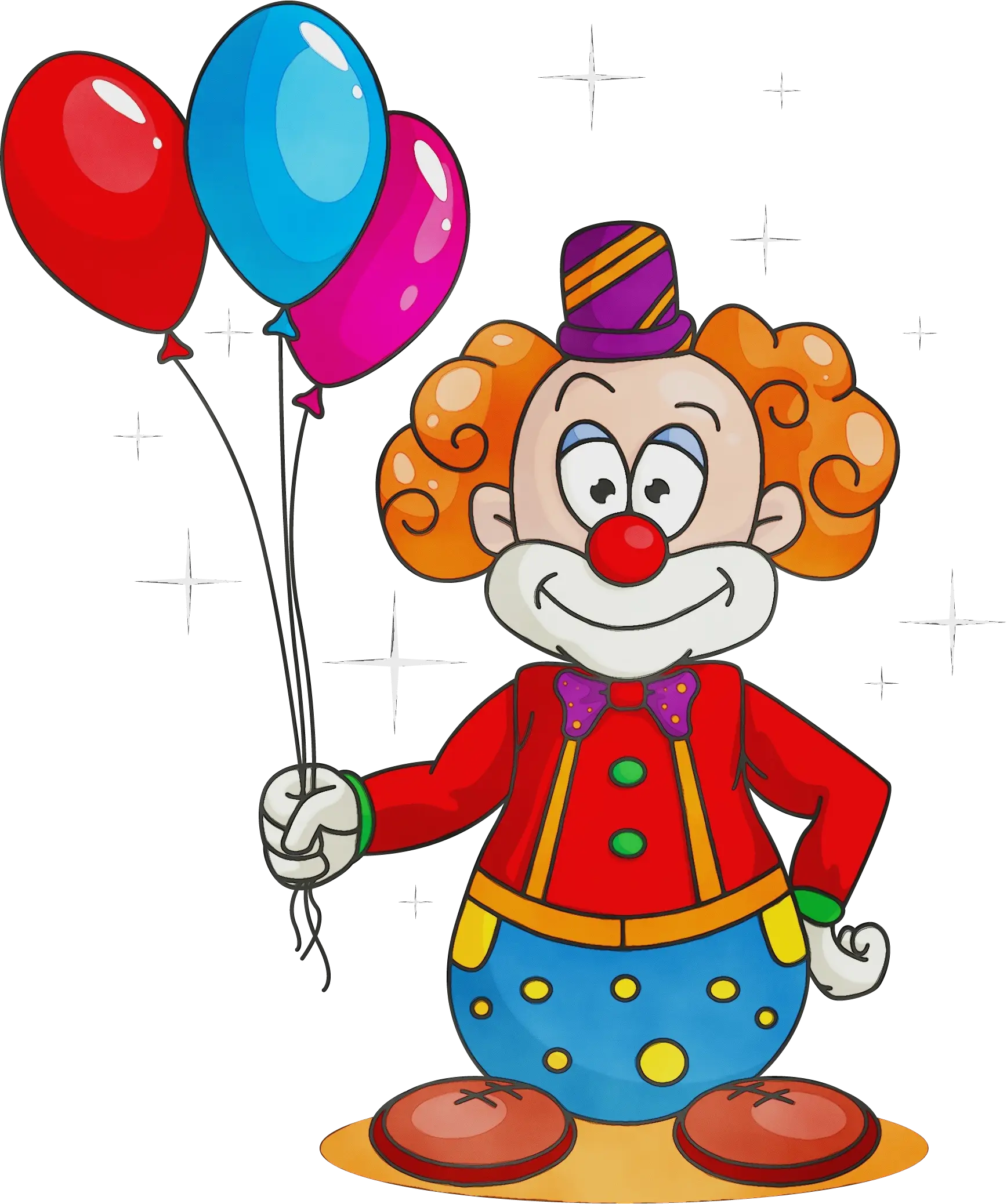 Colorful Cartoon Clown with Balloons