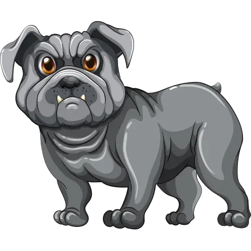 Adorable Gray Cartoon Bulldog