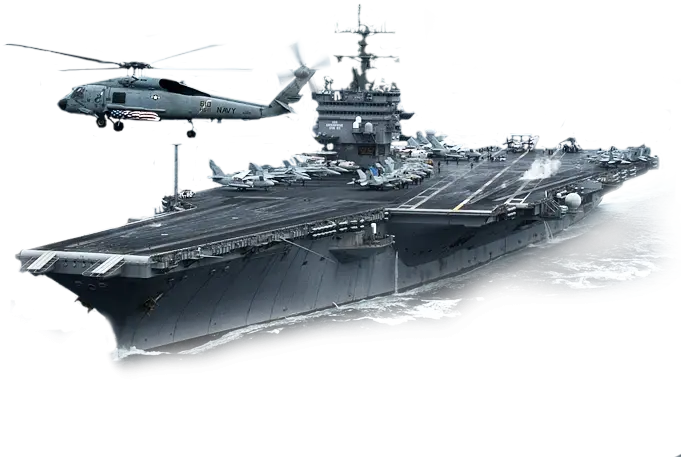Aircraft Carrier with Helicopter Overhead