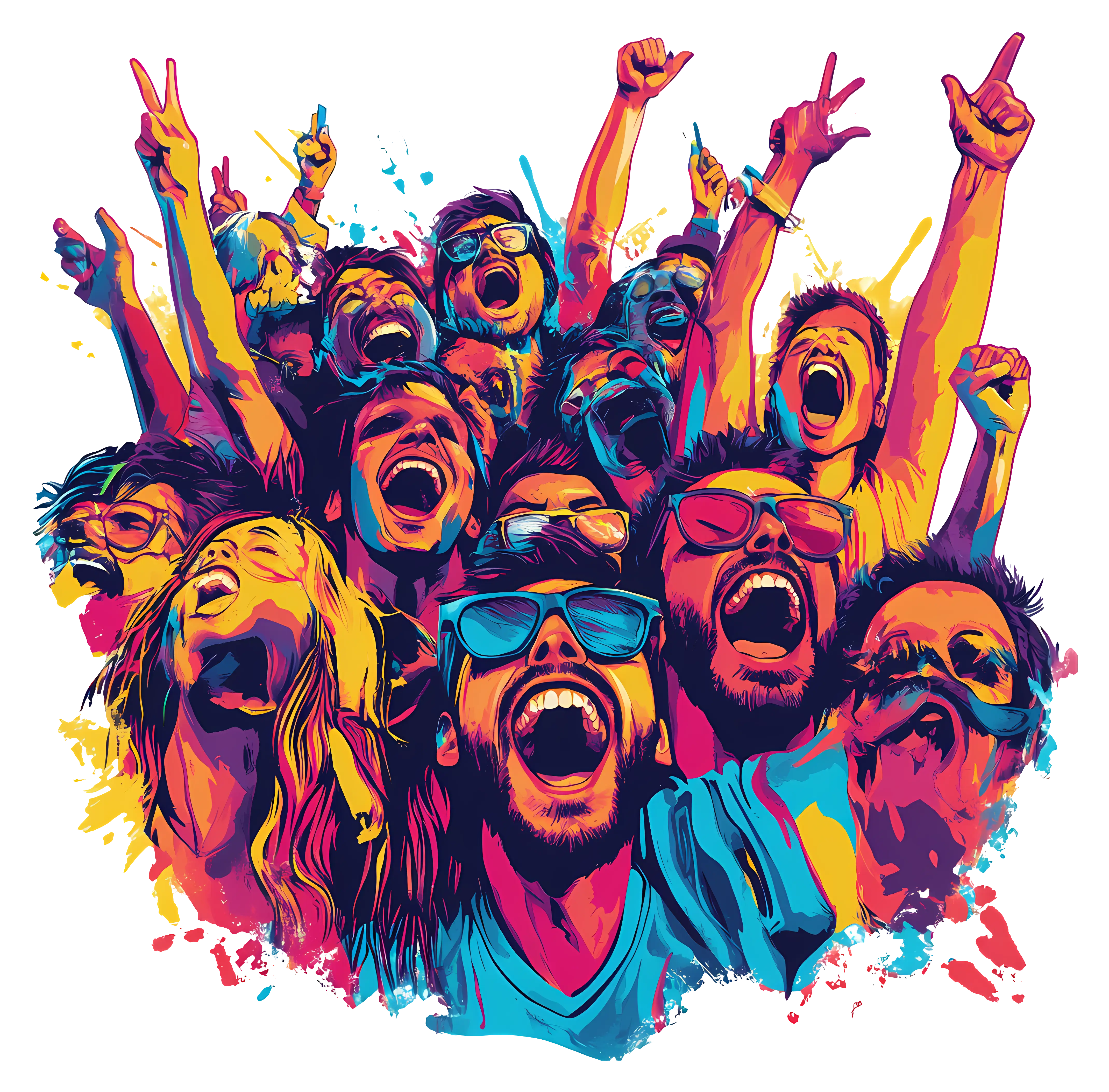 Vibrant Party Crowd Illustration
