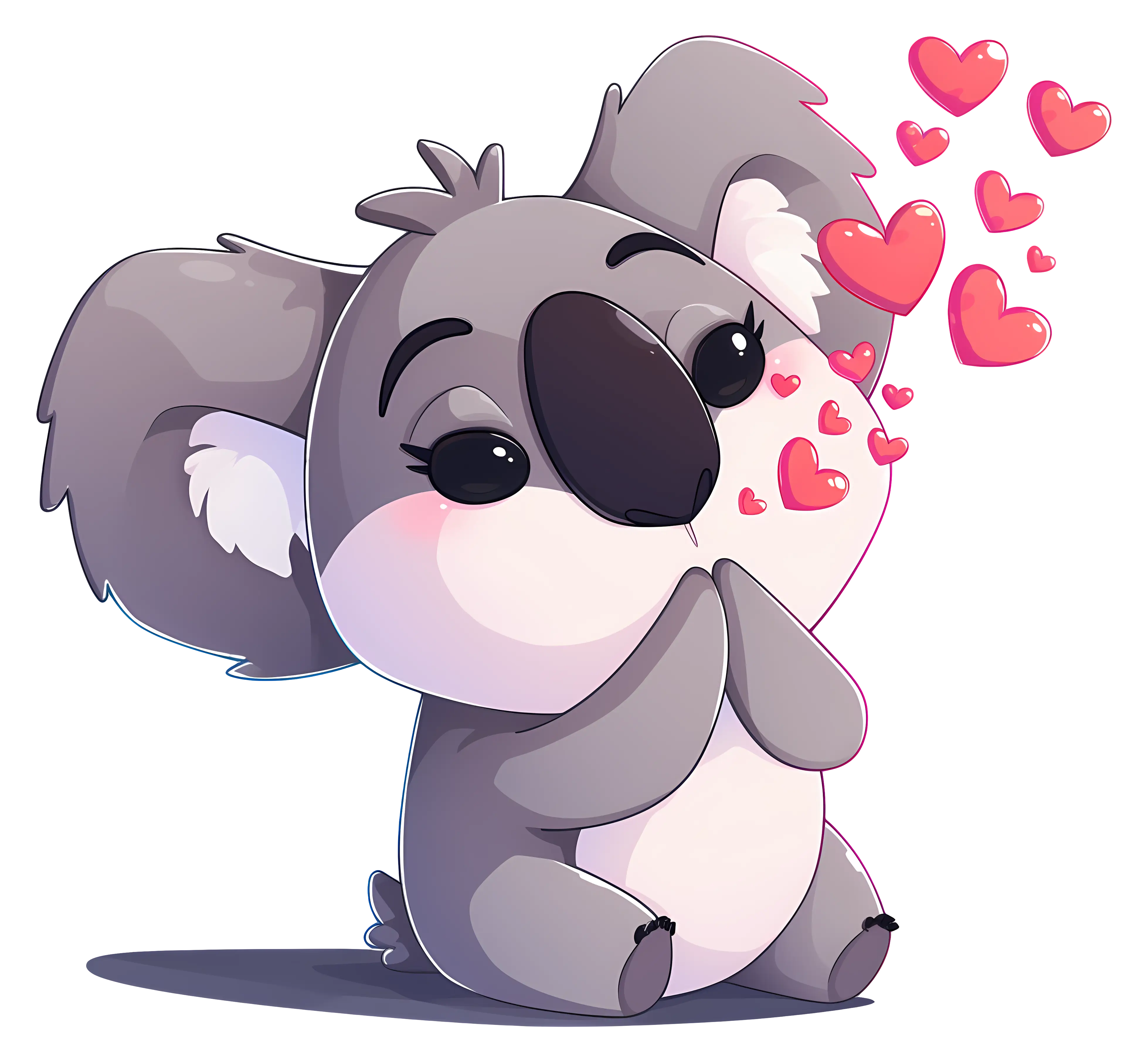 Koala with Hearts in Cute Style