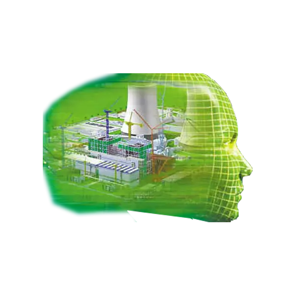 Green Industrial Plant with Head Overlay