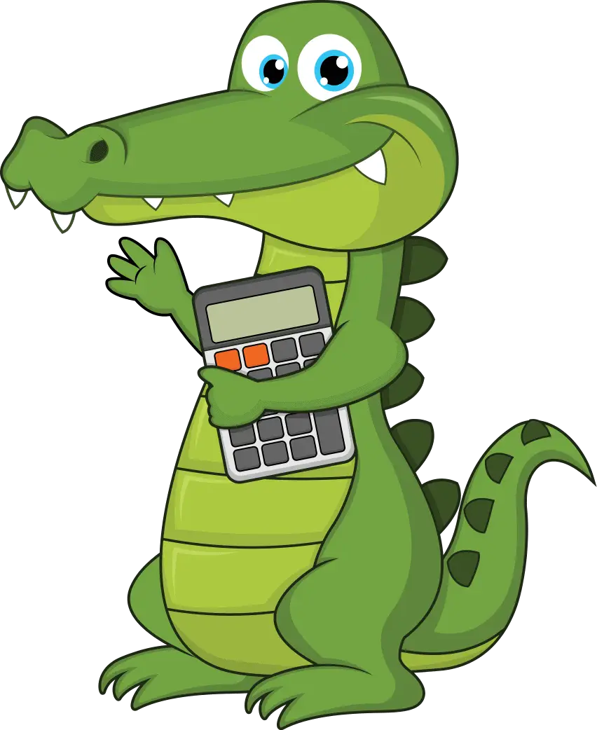 Cartoon Crocodile with Calculator