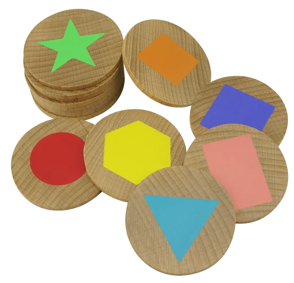 Colorful Wooden Tokens for Educational Play