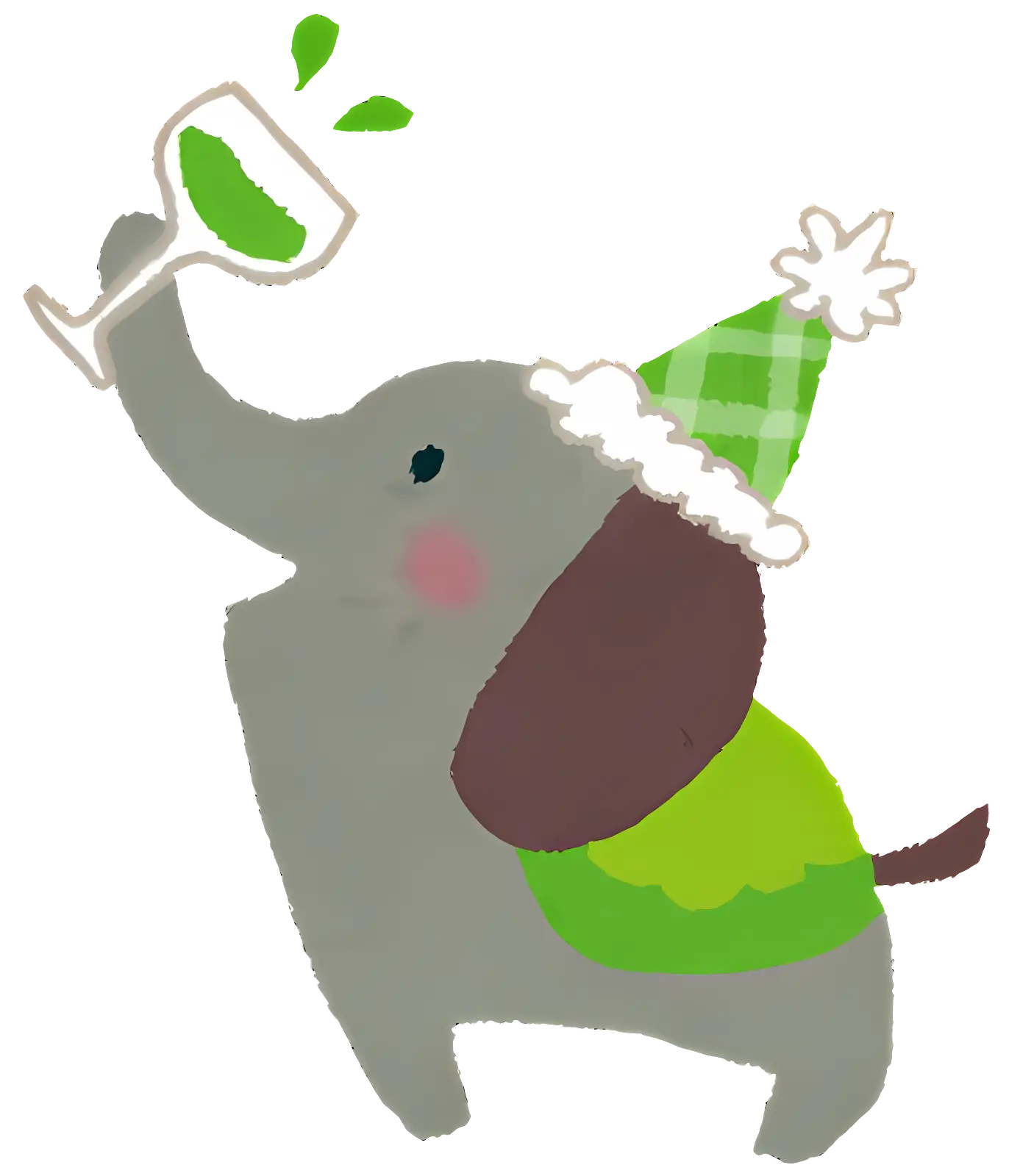 Cute Elephant with Party Hat and Drink