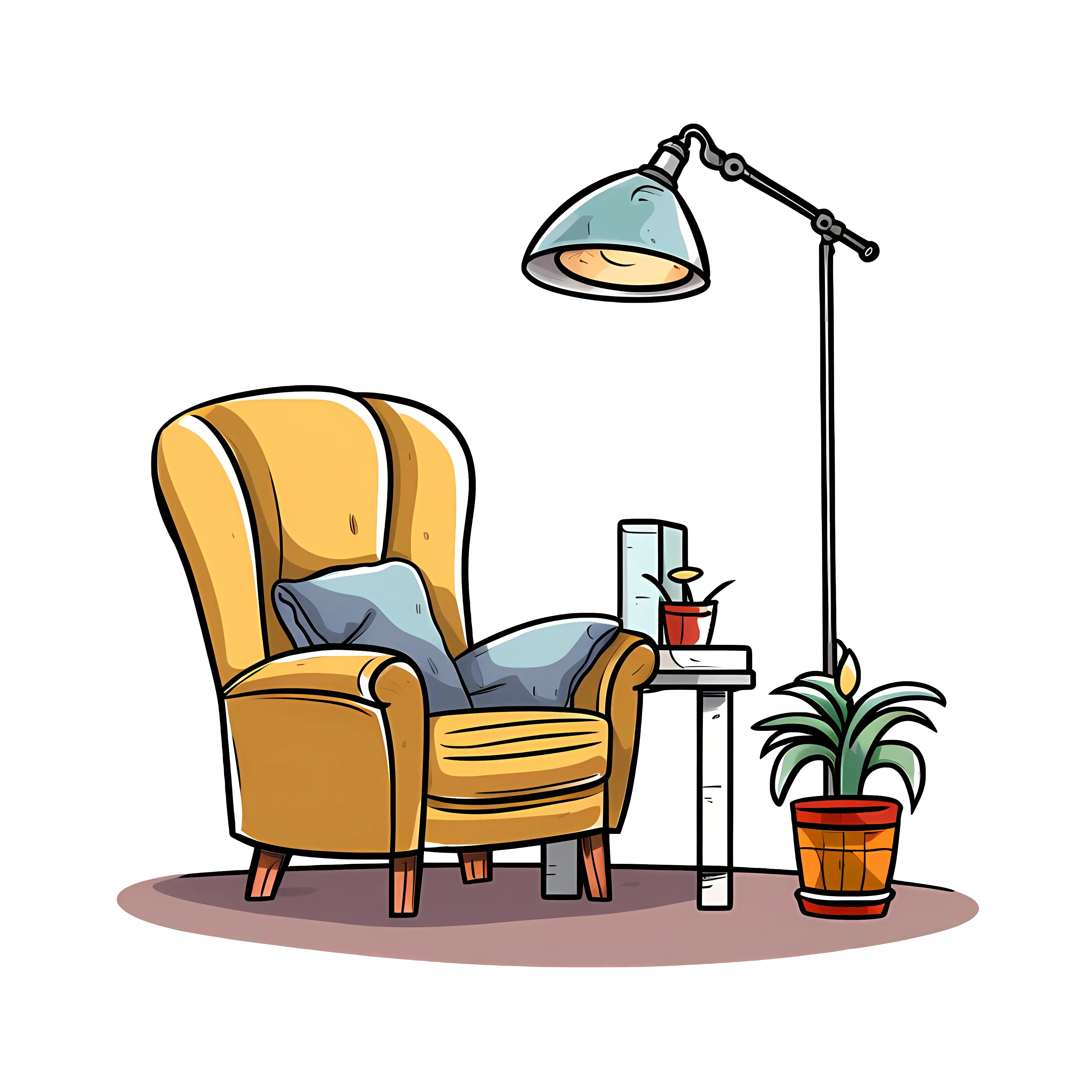 Cozy Reading Corner With Armchair and Lamp