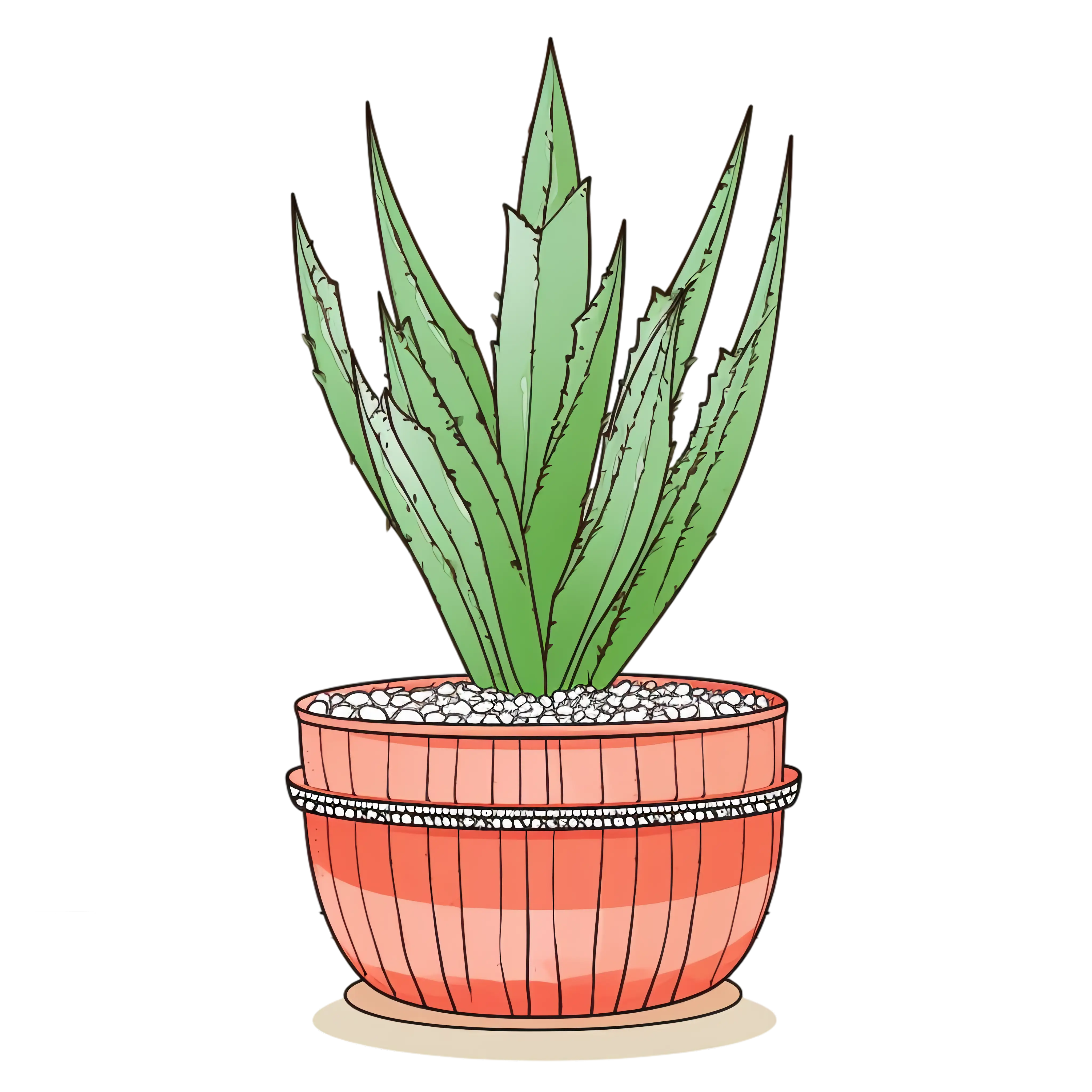 Illustrated Aloe Vera Plant in a Pot