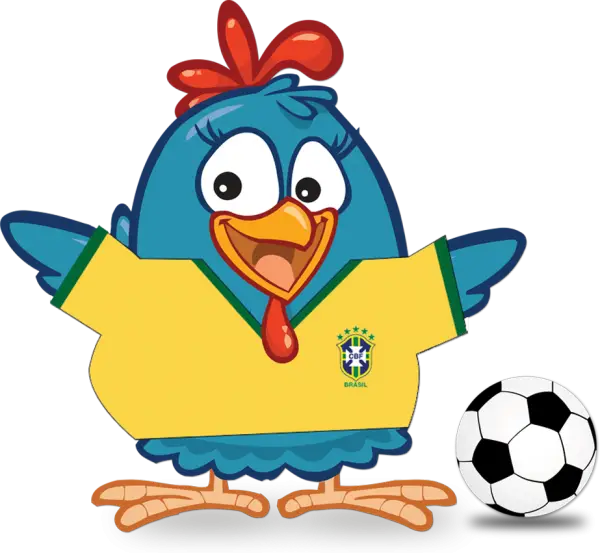Cartoon Chicken in Brazil Jersey