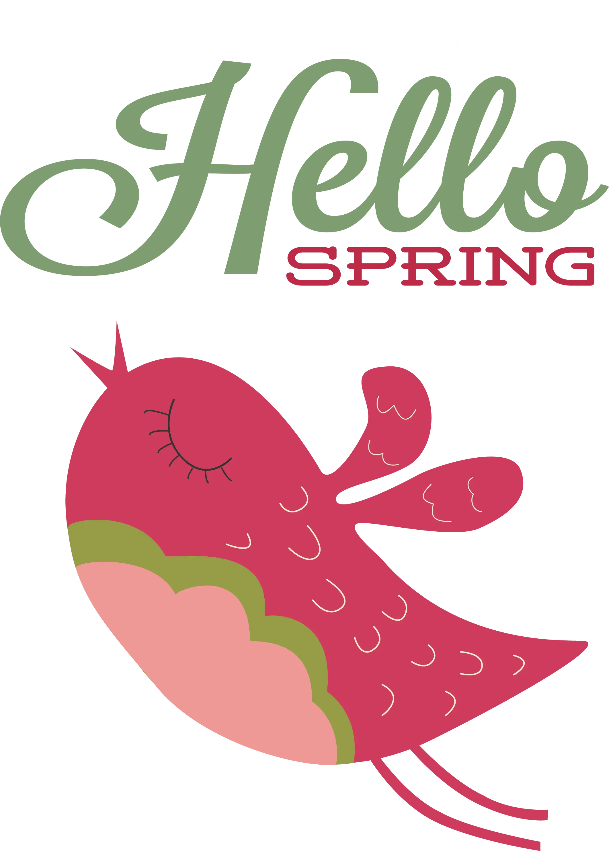 Hello Spring with Cute Bird Illustration