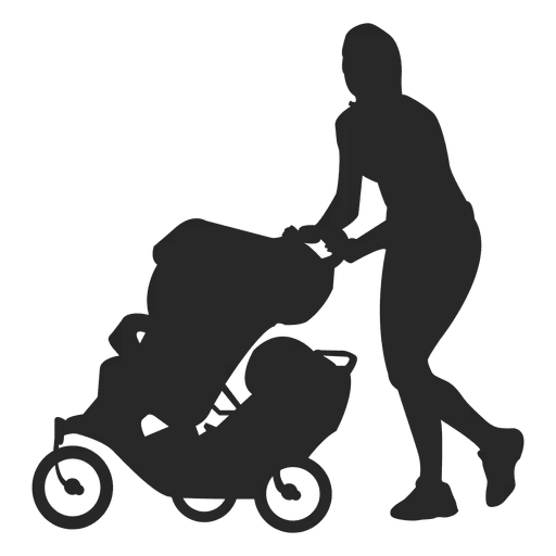 Silhouette of Woman with Stroller
