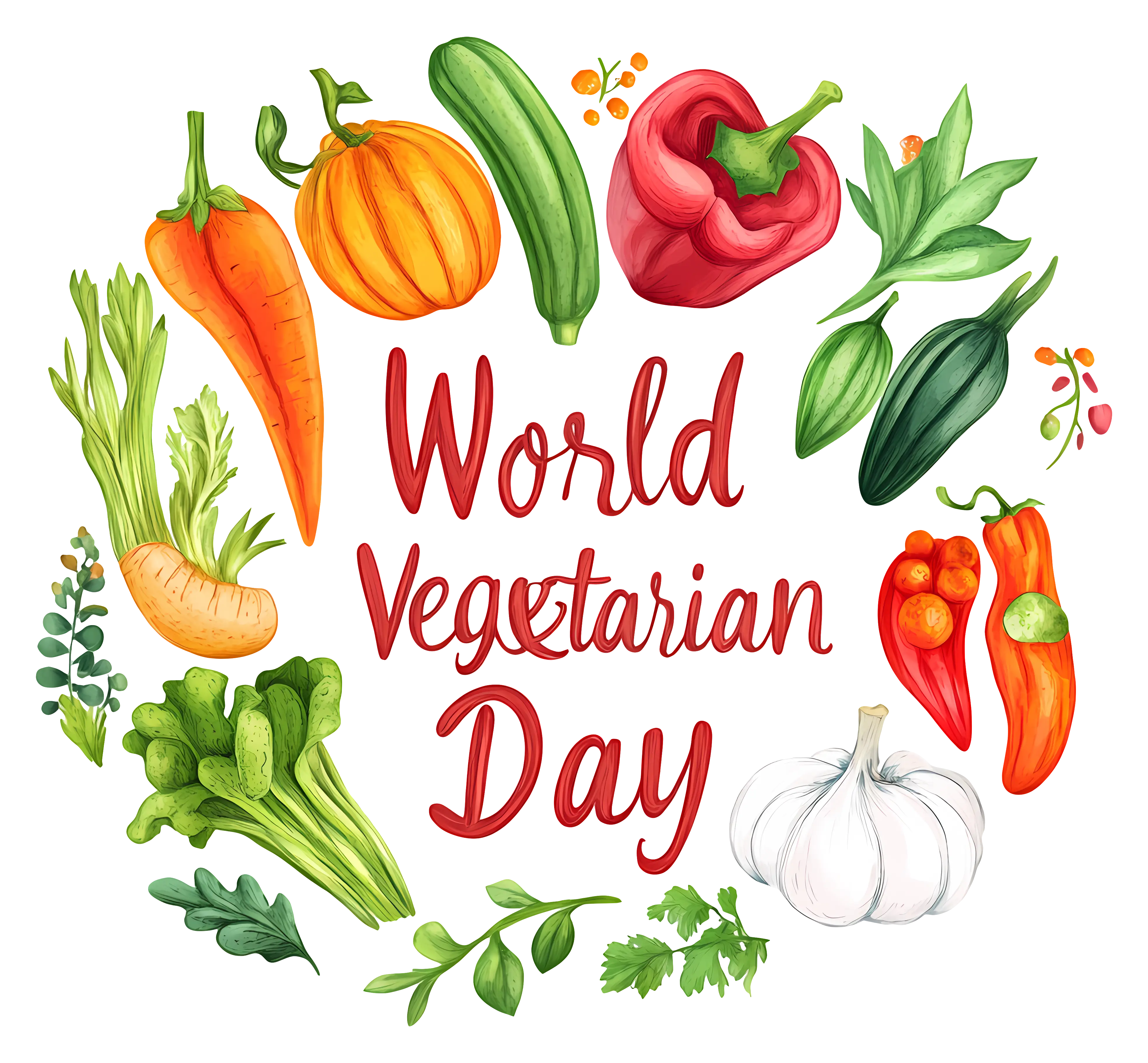 World Vegetarian Day Illustration with Vegetables