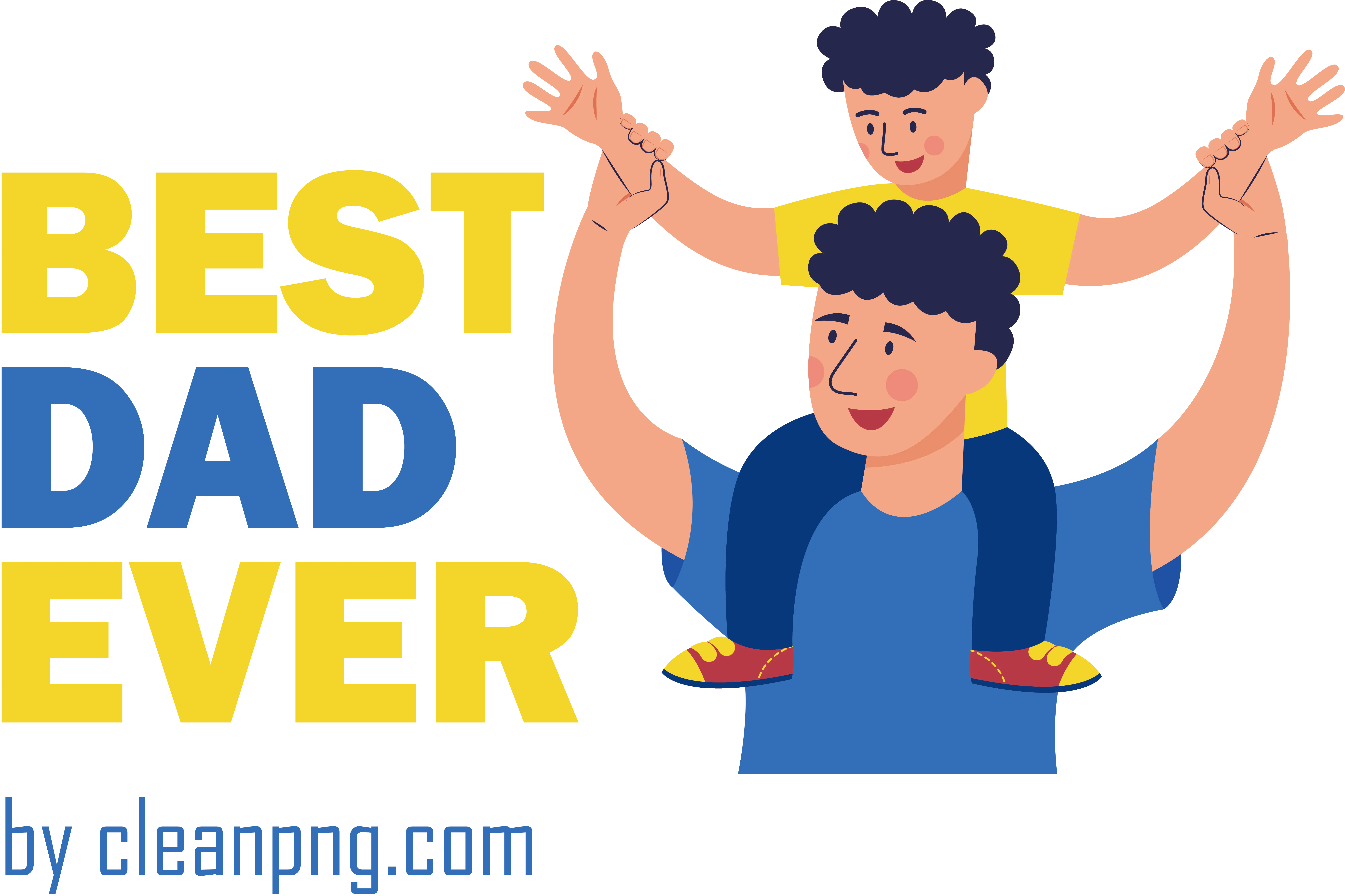 Best Dad Ever Illustration with Father and Child