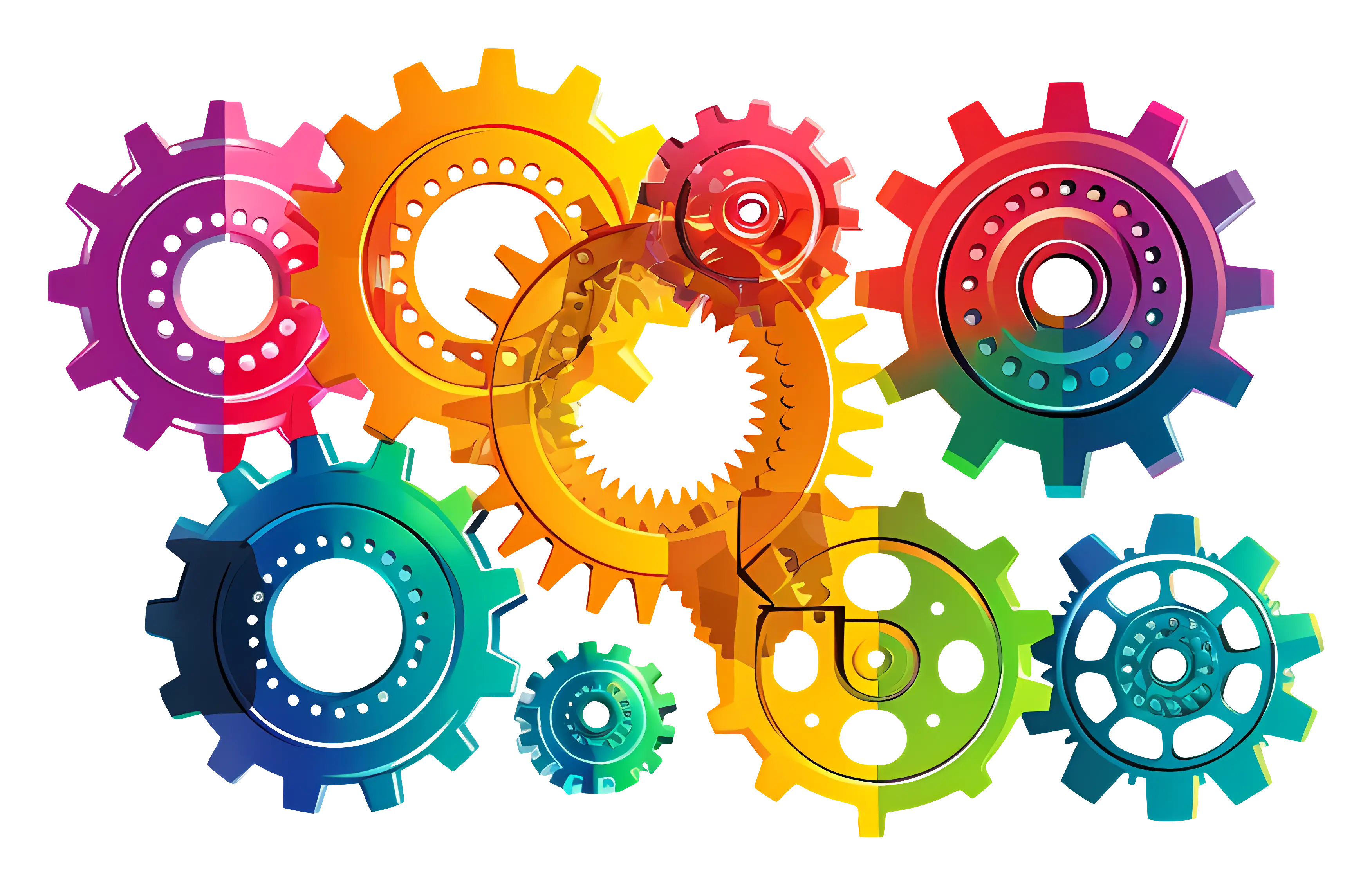 Colorful Cogwheels and Mechanical Parts Illustration