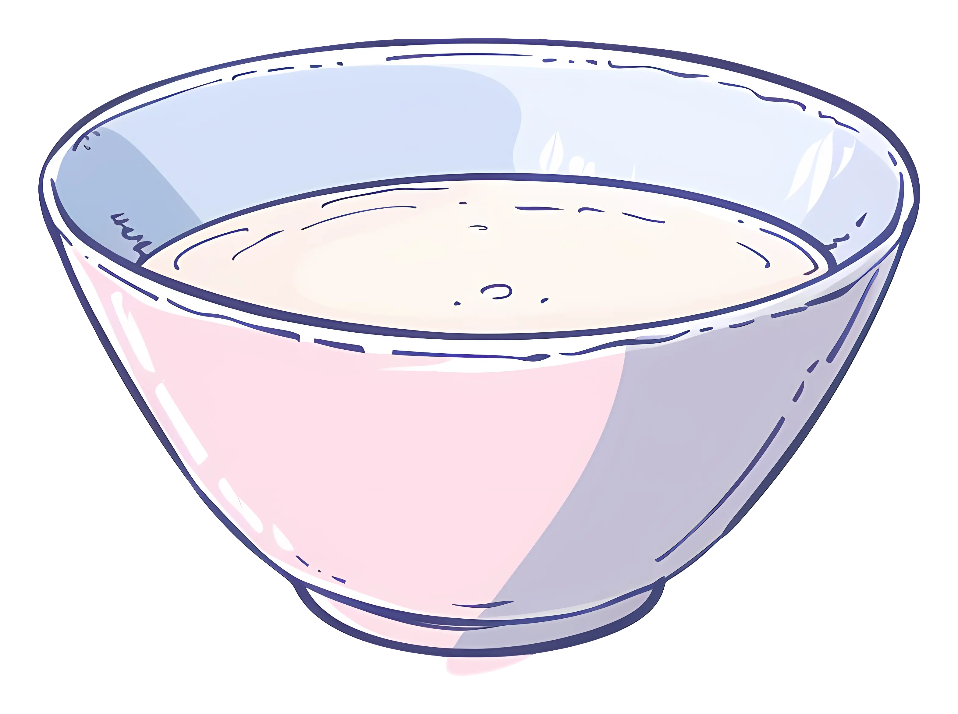 Simple Bowl with Liquid in Cartoon Style