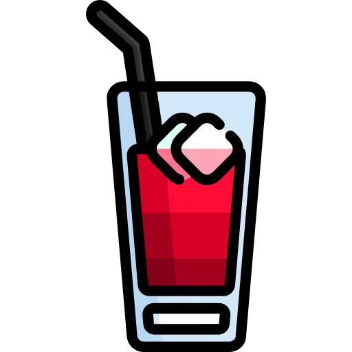 Red Beverage in Glass with Straw Icon